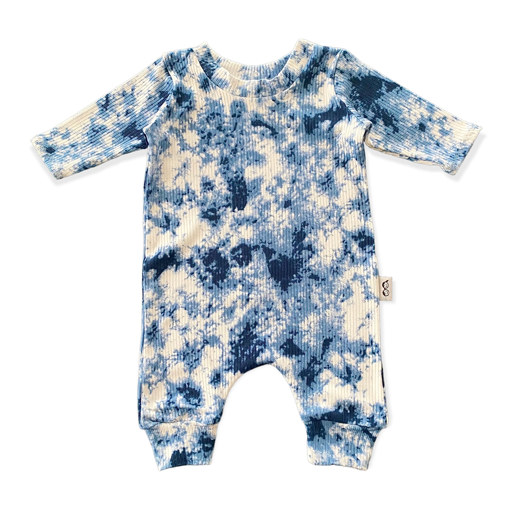 Denim Tie Dye Ribbed Harem Romper