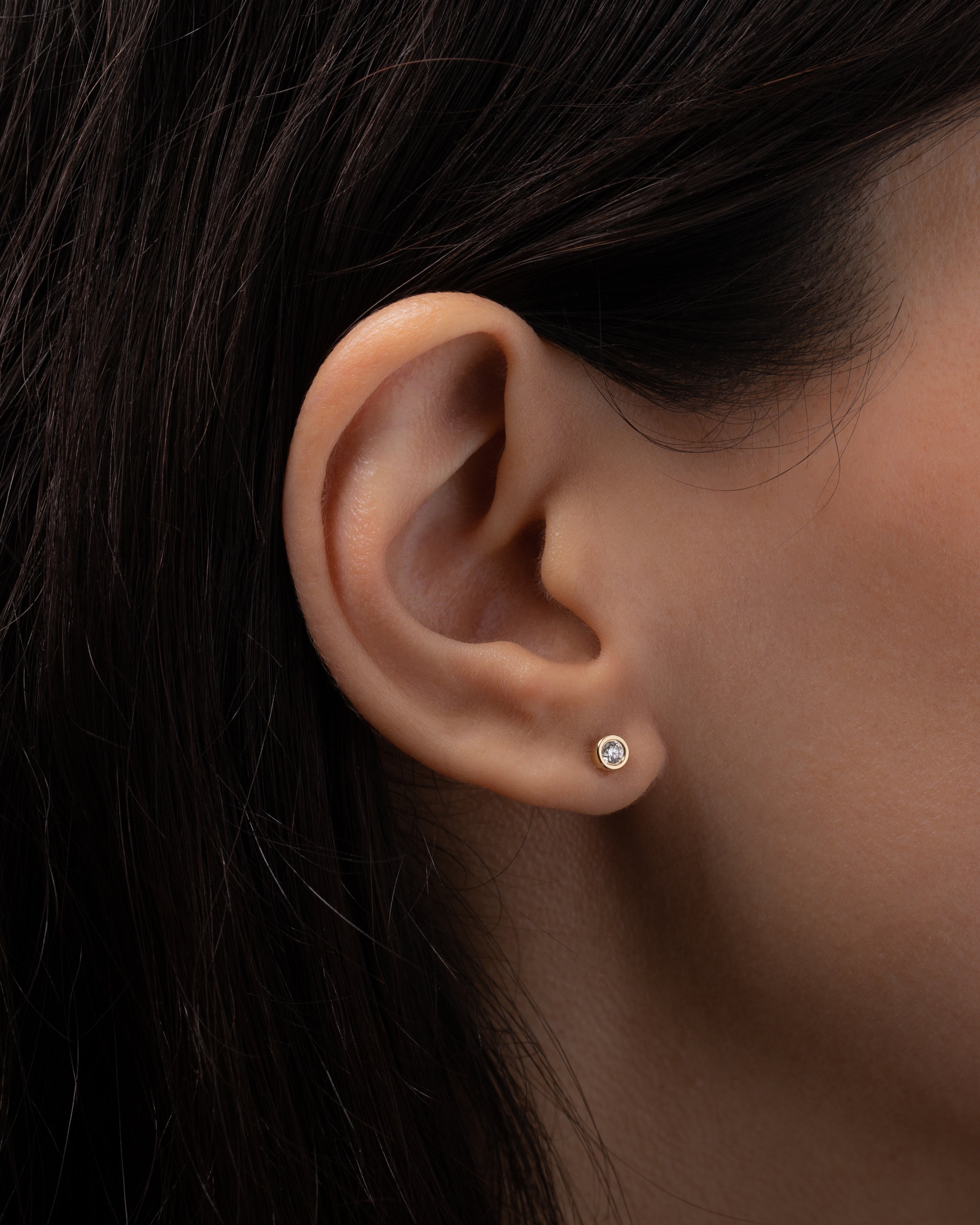 Bezel Diamond Stud Earrings