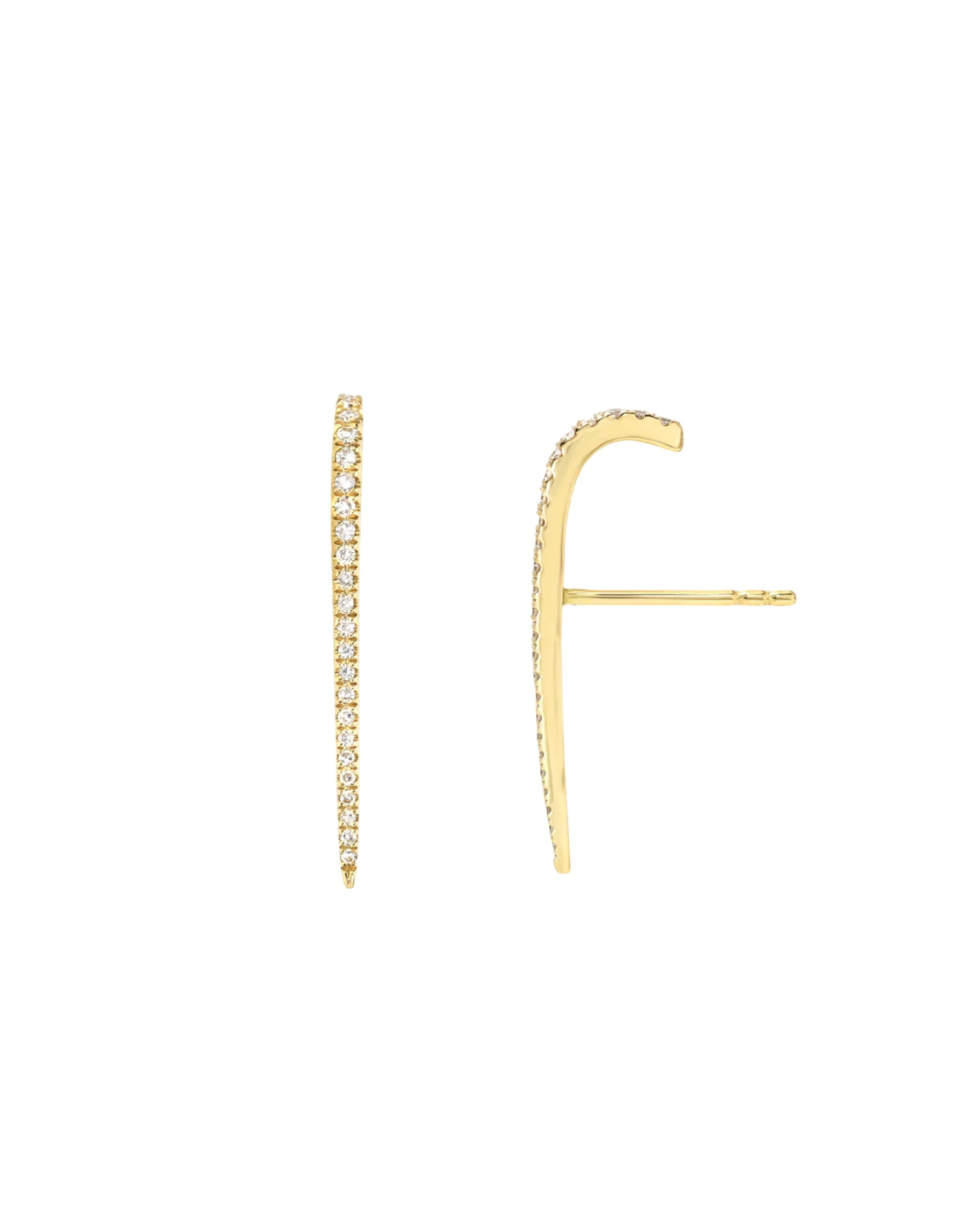 Diamond Curved Bar Stud Earrings
