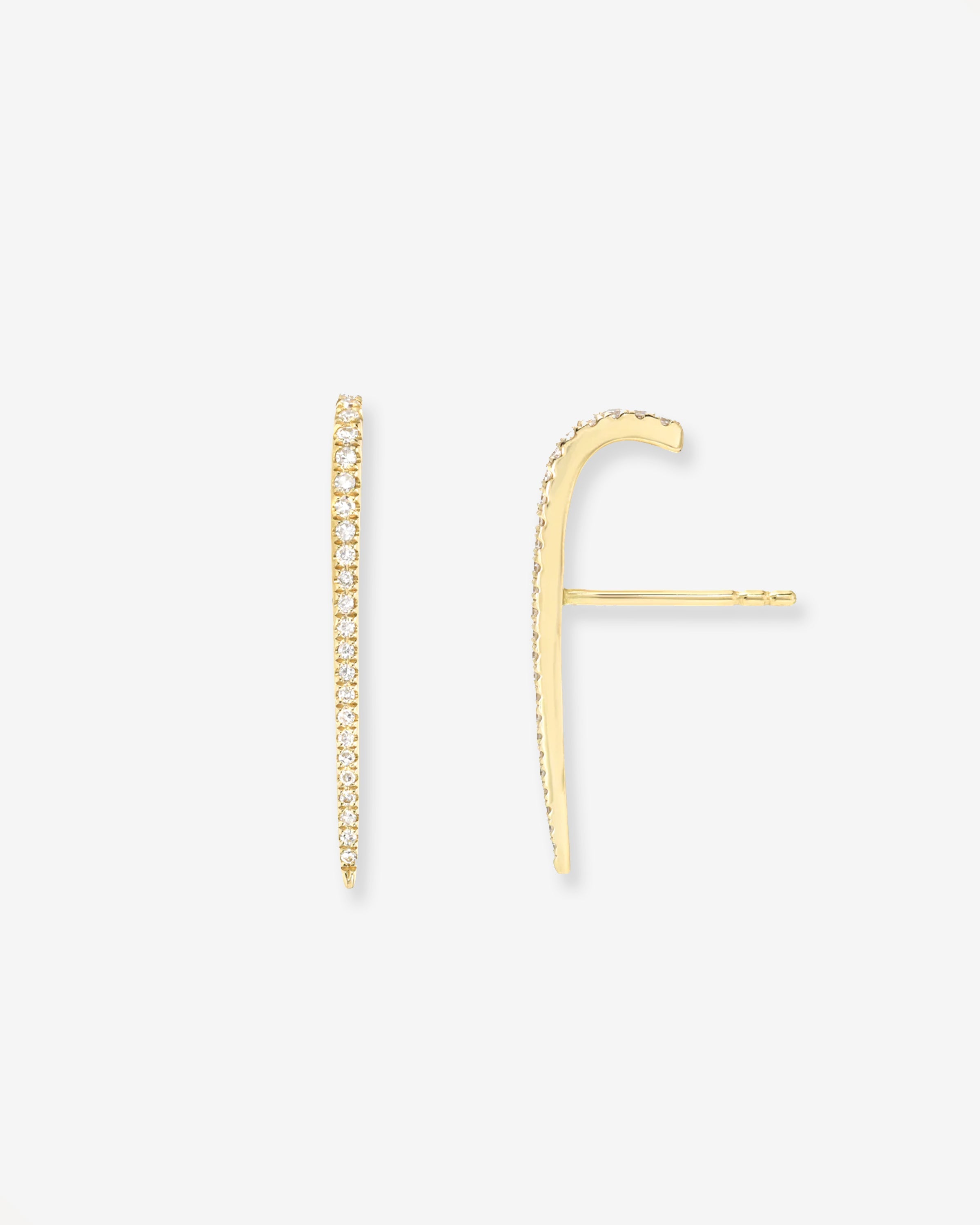 Diamond Curved Bar Stud Earrings