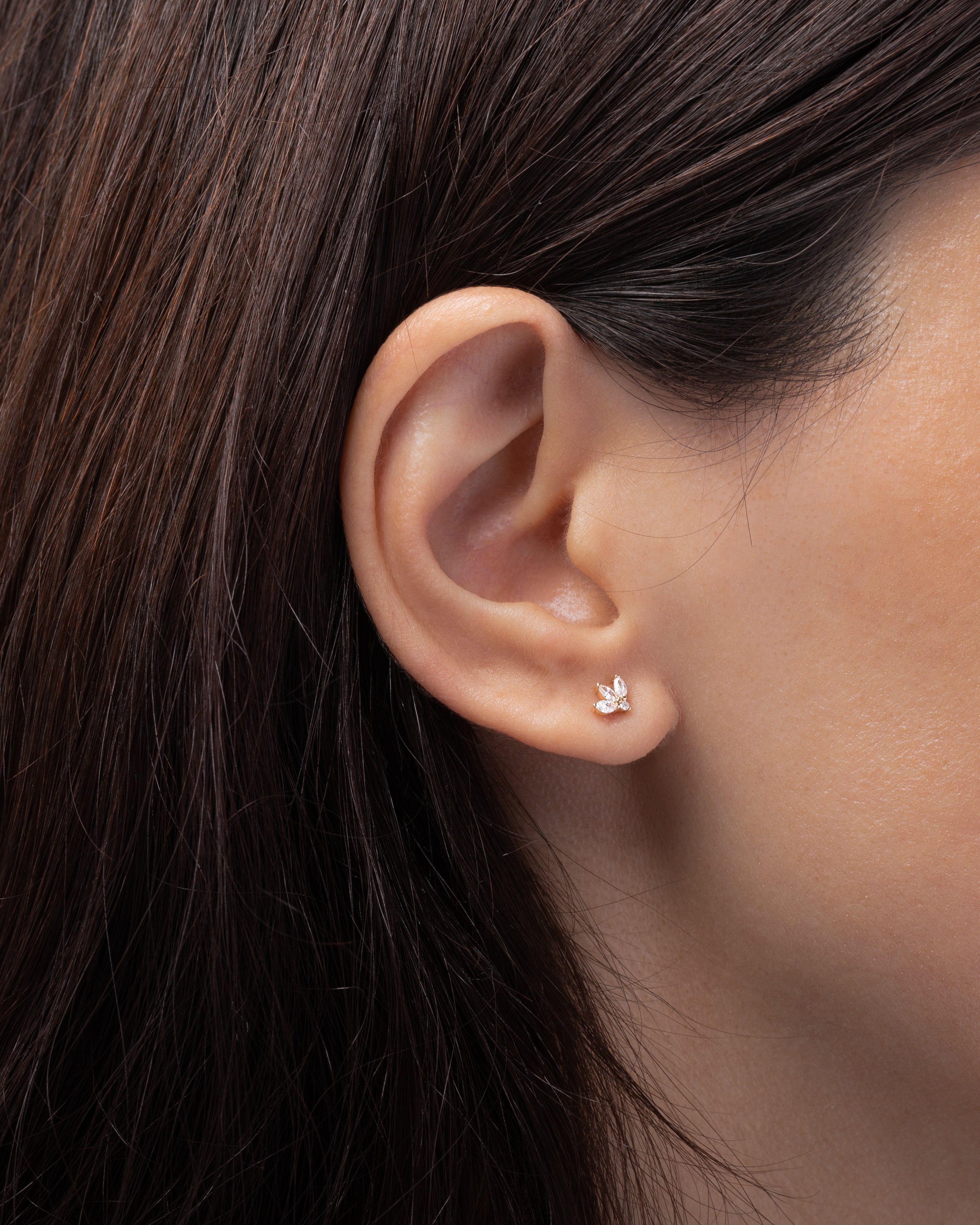 Diamond Lotus Stud Earrings