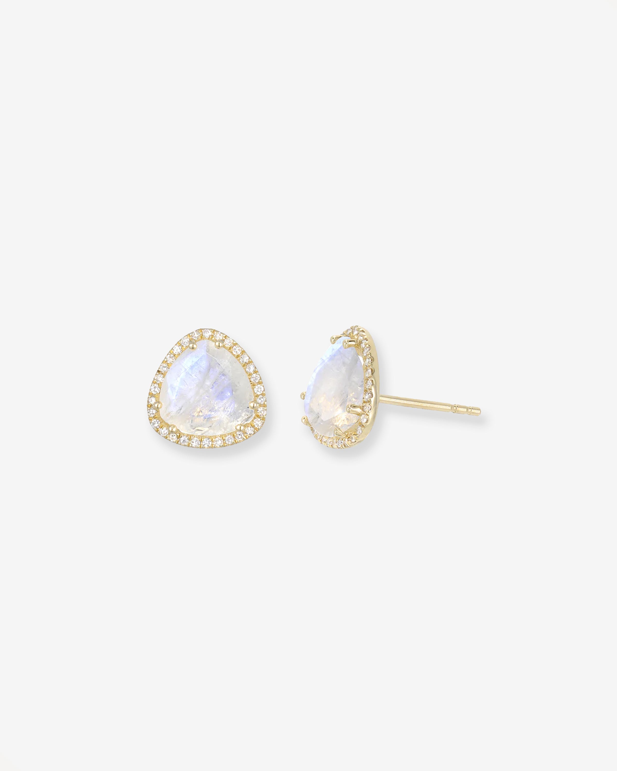Diamond Moonstone Stud Earrings
