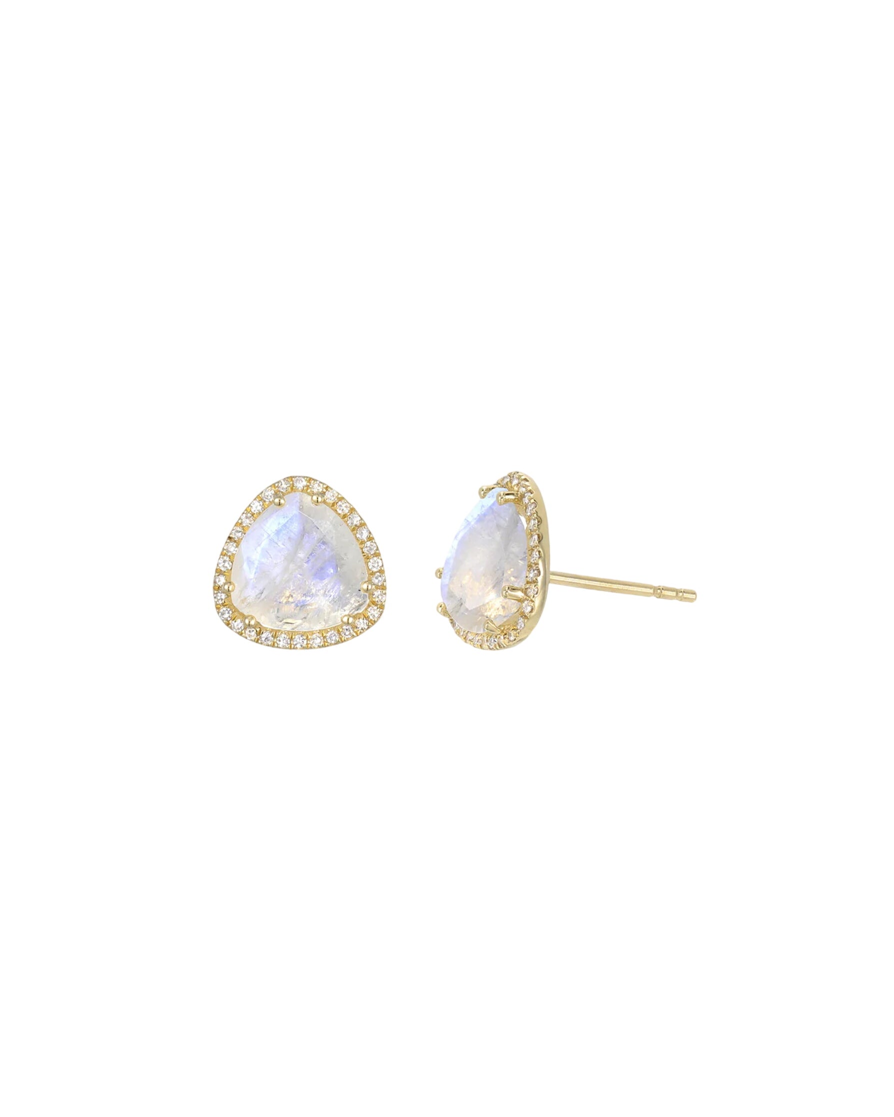 Diamond Moonstone Stud Earrings