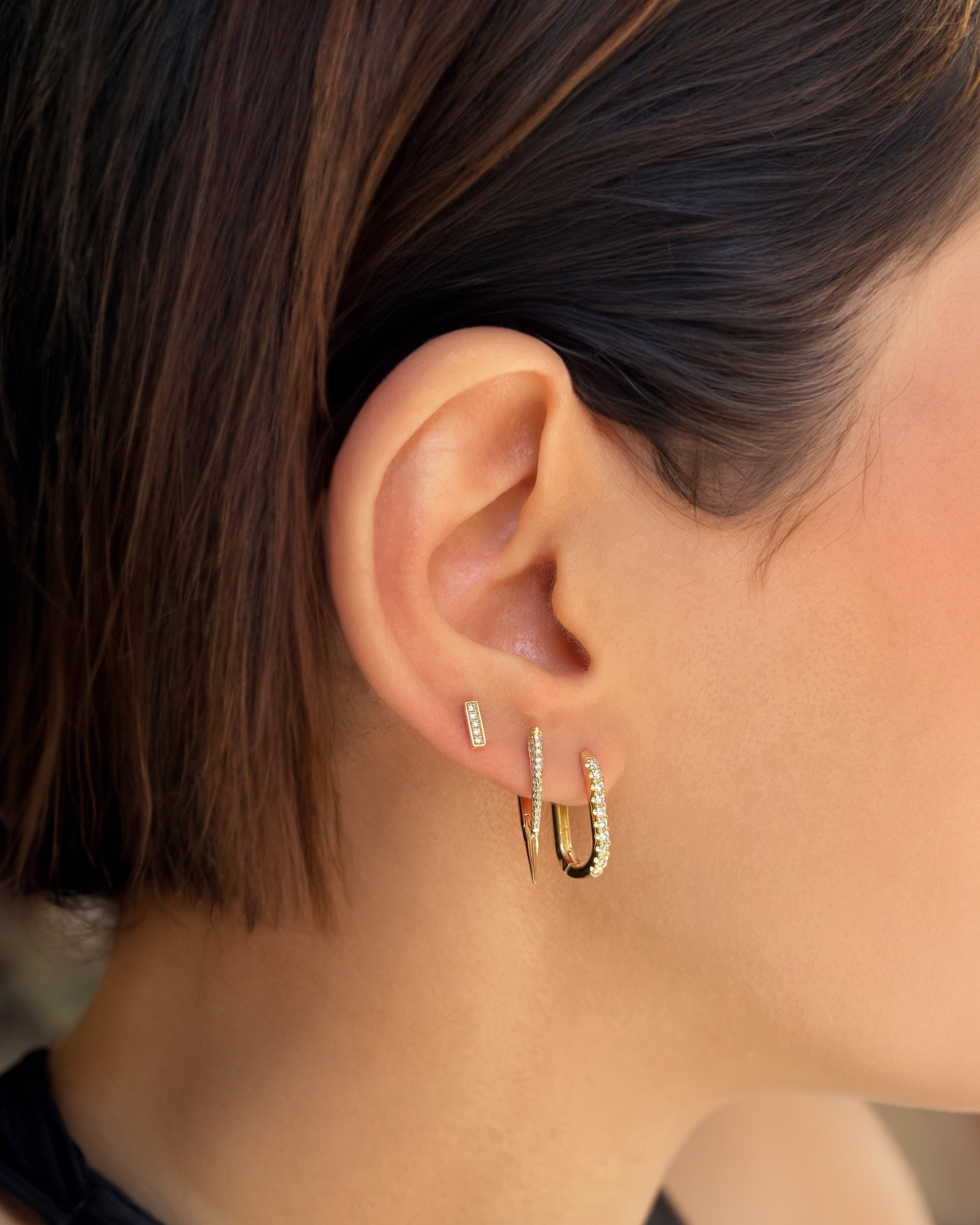 Diamond Oval Hoop Earrings