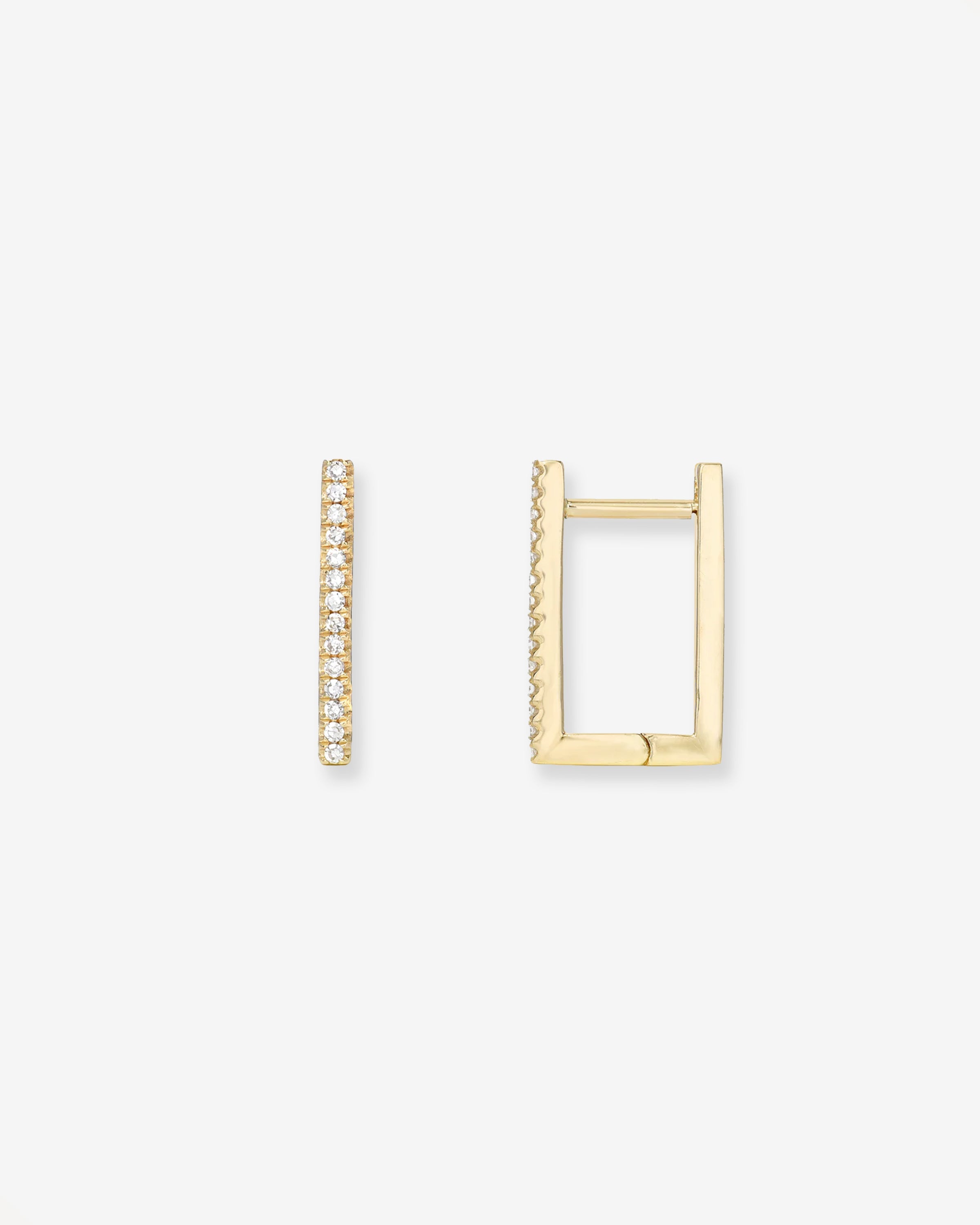 Diamond Rectangle Huggie Earrings