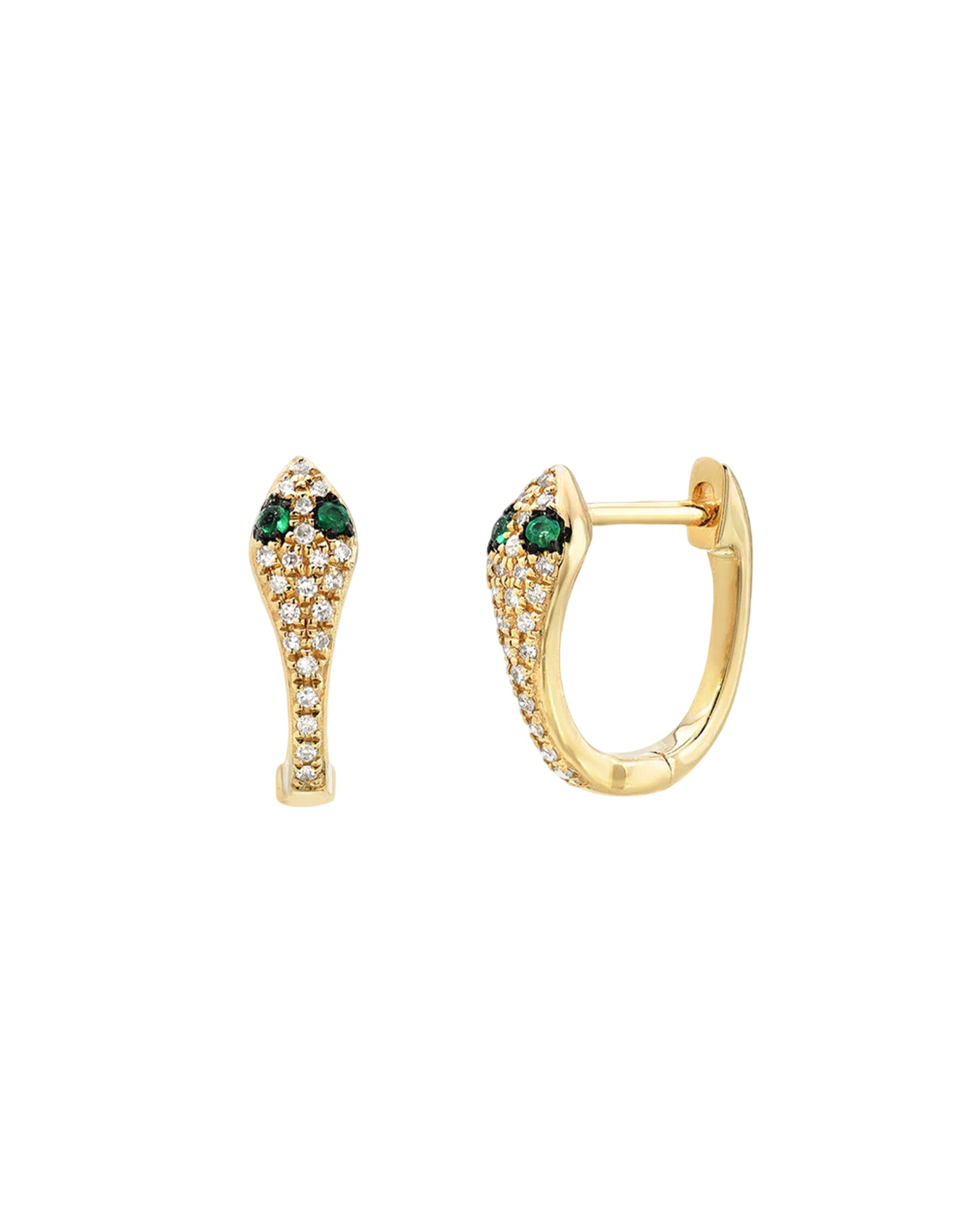 Diamond Snake Huggie Earrings