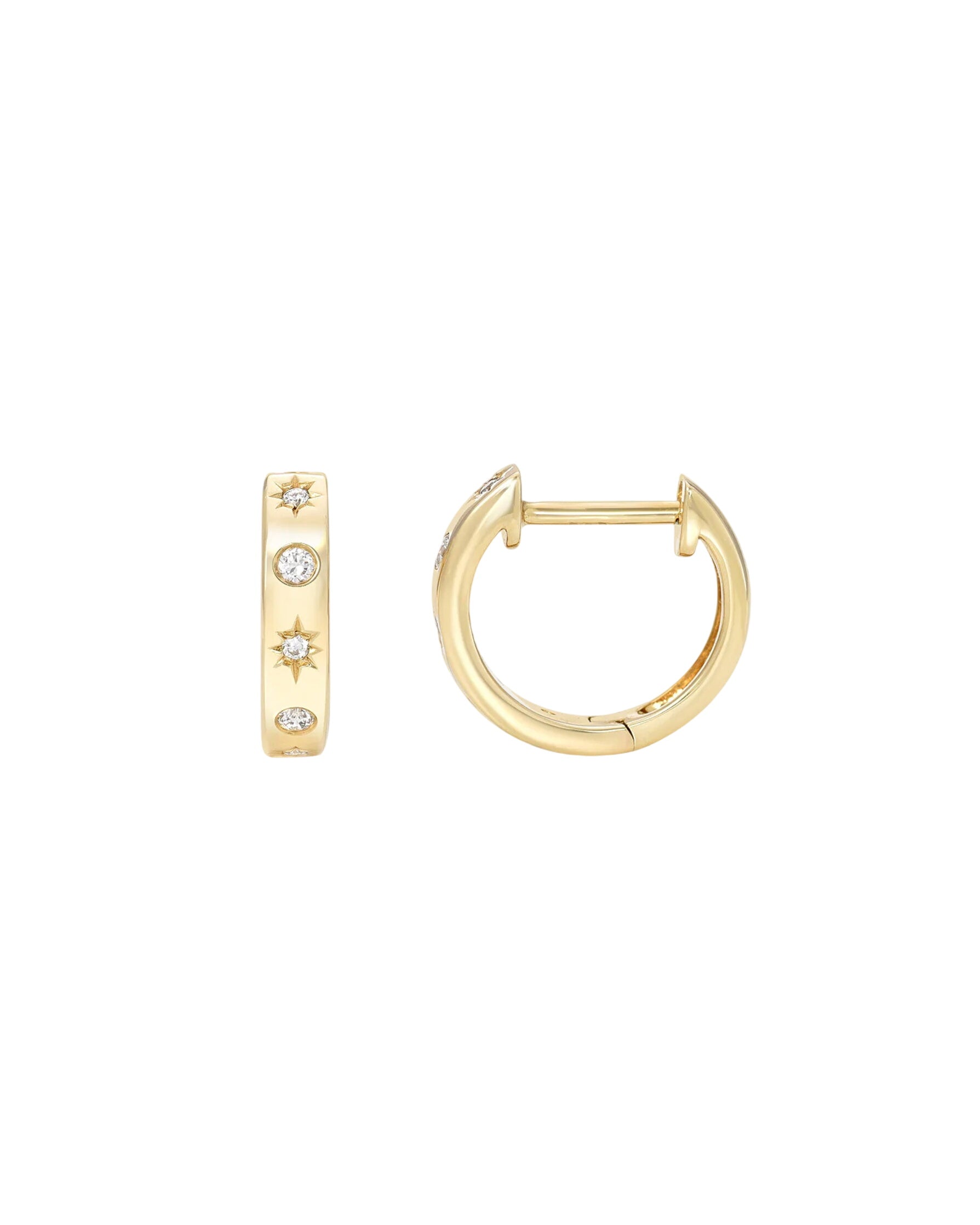 Diamond Starburst Huggie Earrings