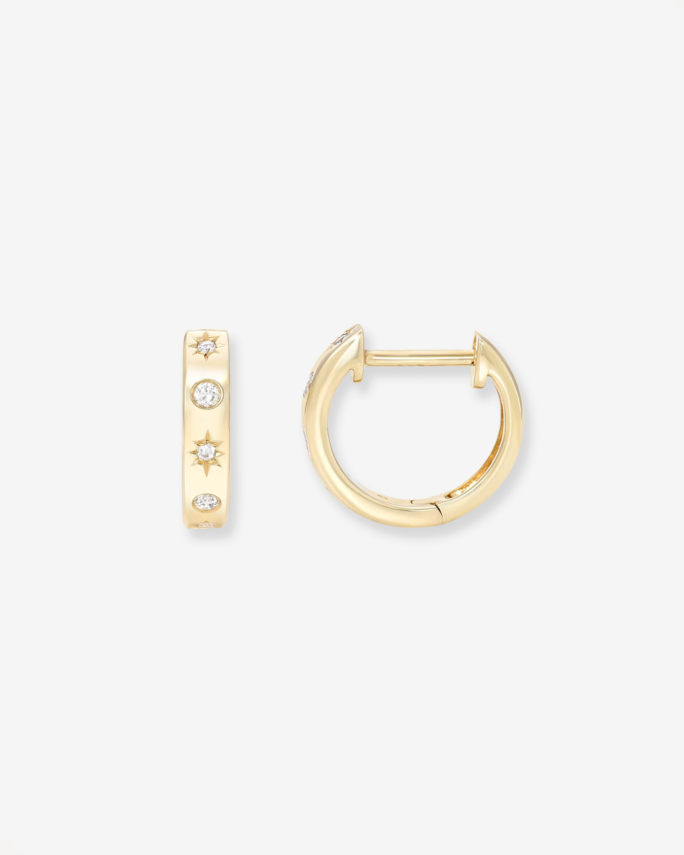 Diamond Starburst Huggie Earrings