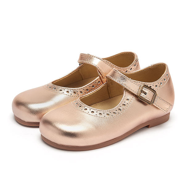 Diana Velcro Mary Jane Kids Shoe Rose Gold Leather
