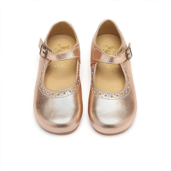 Diana Velcro Mary Jane Kids Shoe Rose Gold Leather
