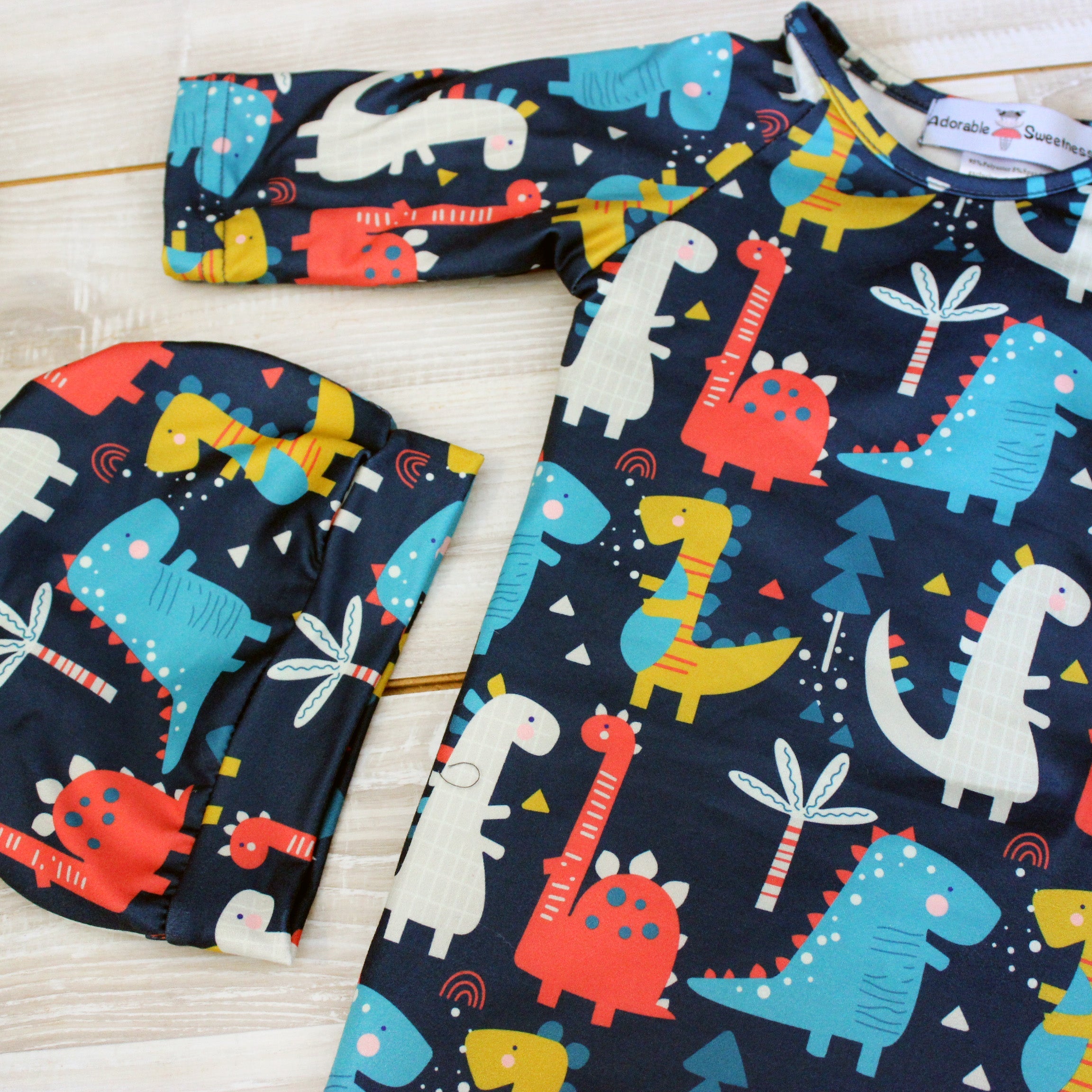 Dino Baby Gown And Hat