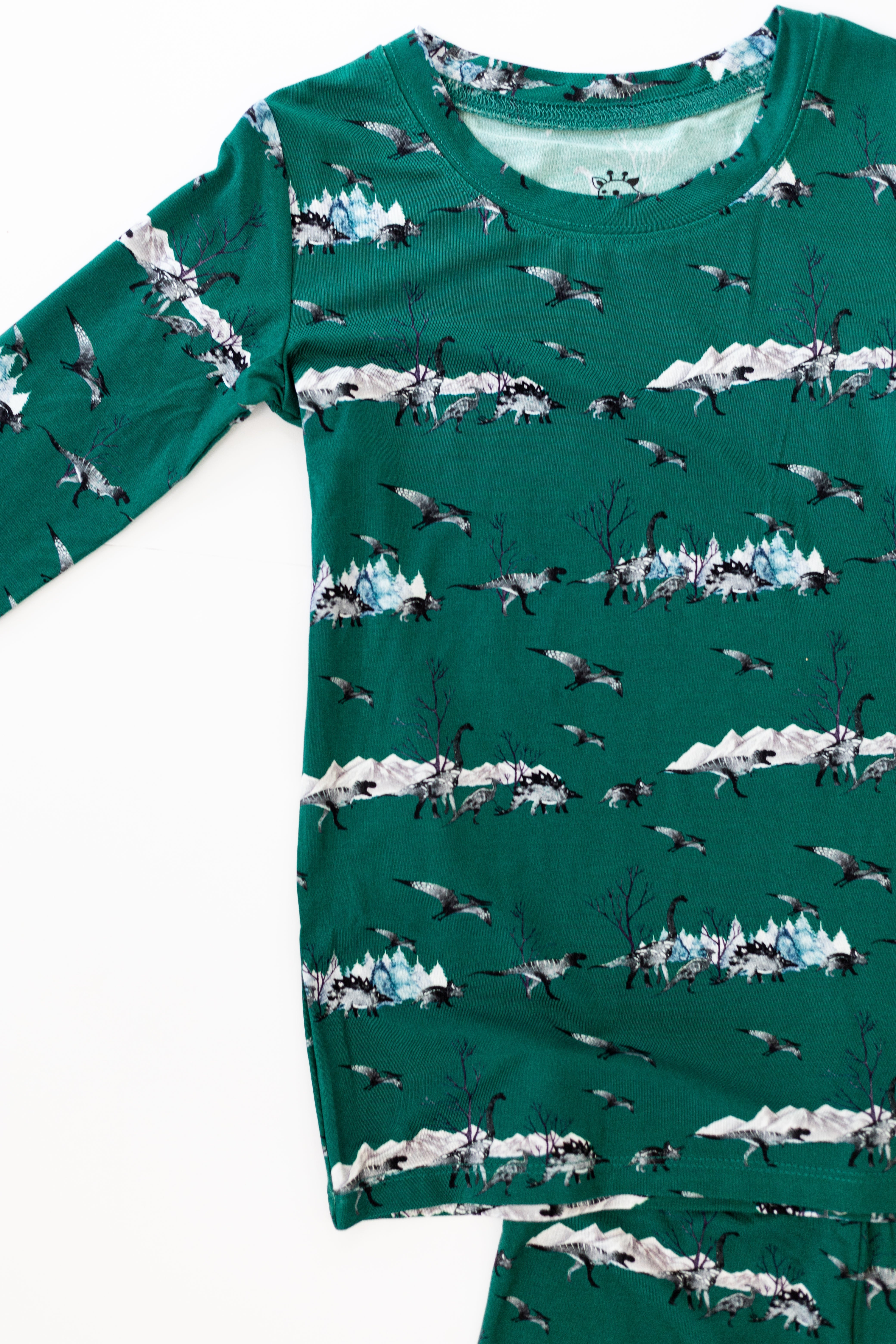 Green Dinos Taller-tots Two-piece Pjs