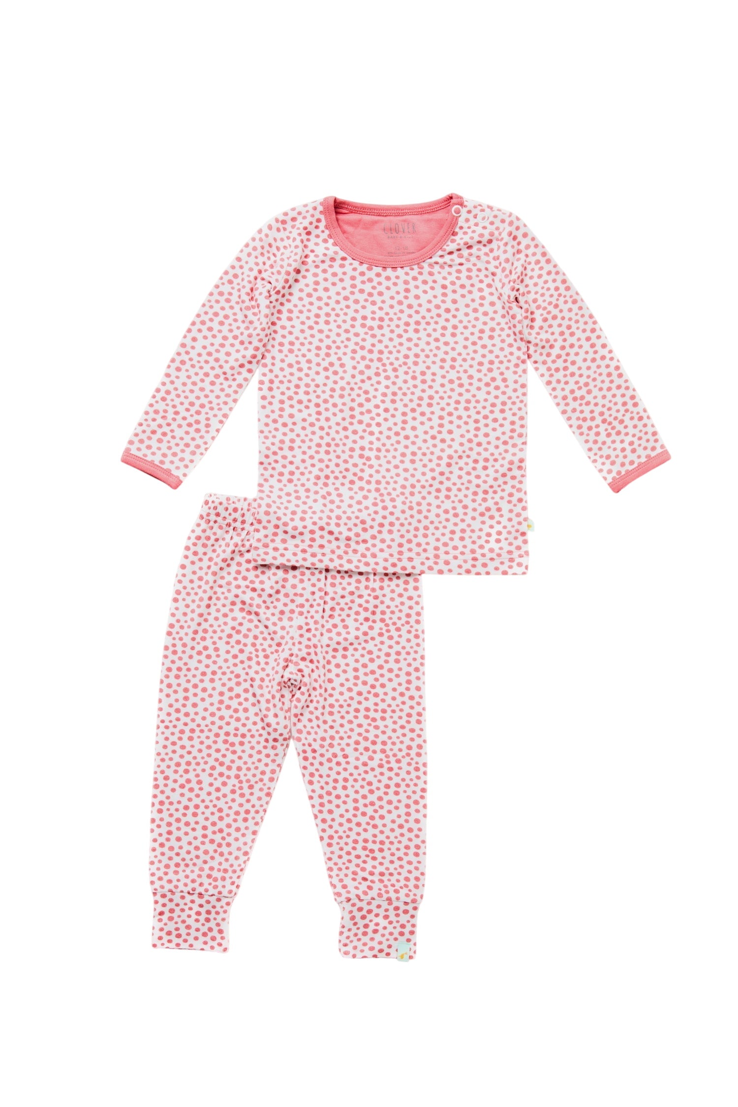 Long Sleeve Pajama Set - Coral Dots