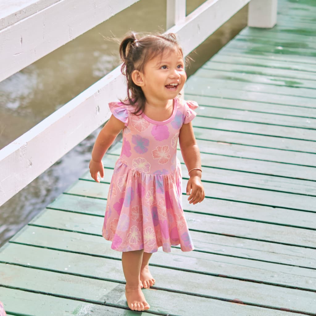 Seaflower Bamboo Flutter Sleeve Dress