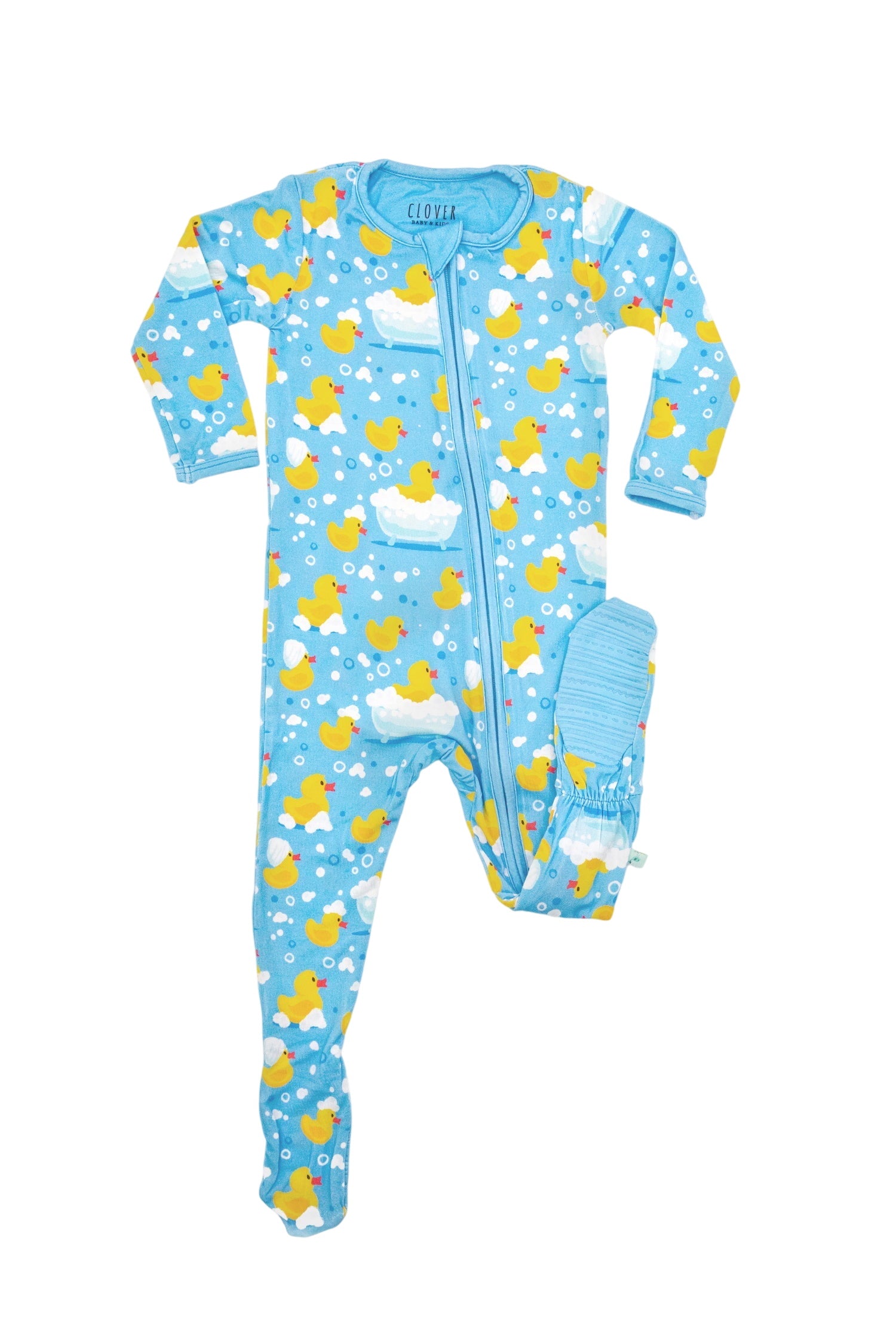 Soft & Stretchy Zipper Footie - Rubber Duckies