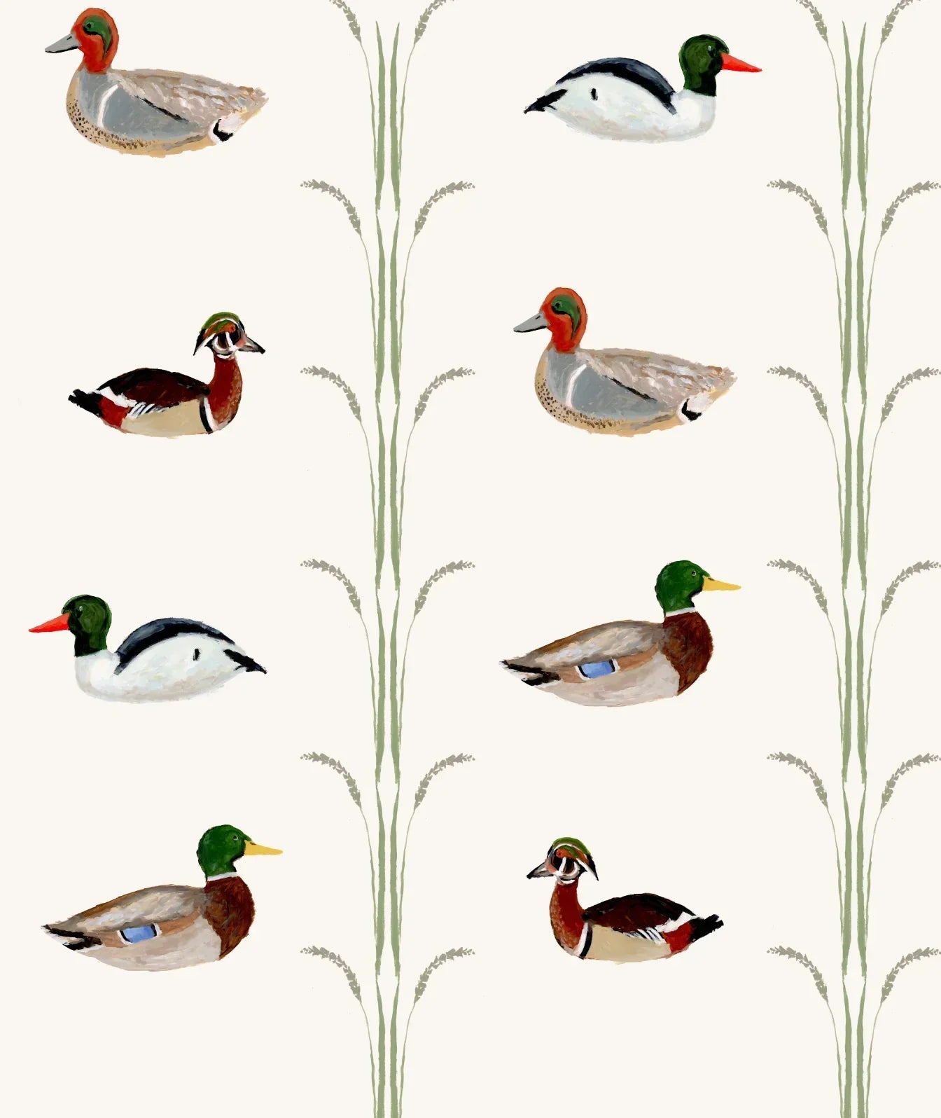 Ducks For Nicholas In Cream Fabric Swatch