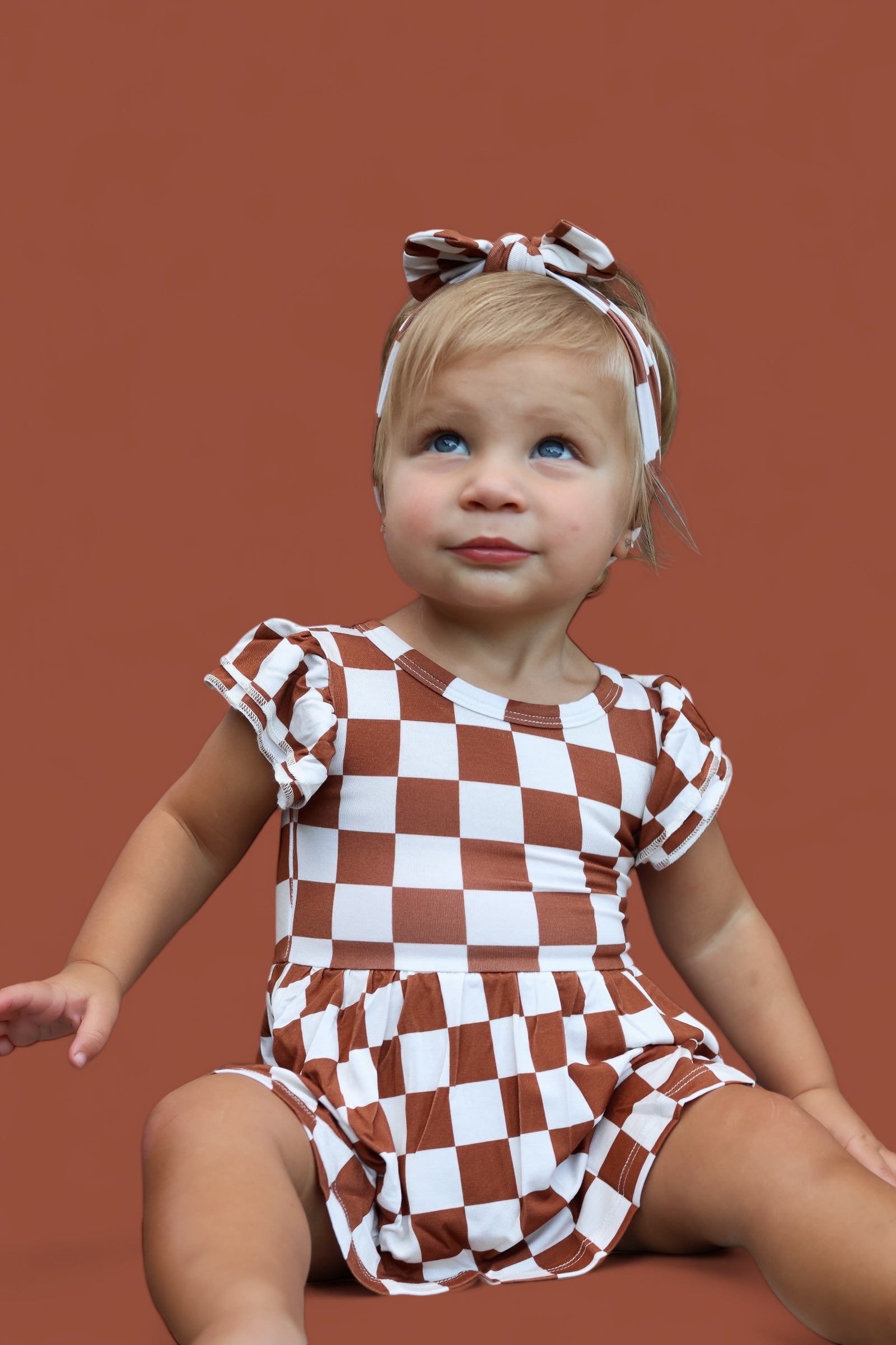 Copper Checkers Dream Cap Sleeve Bodysuit Dress
