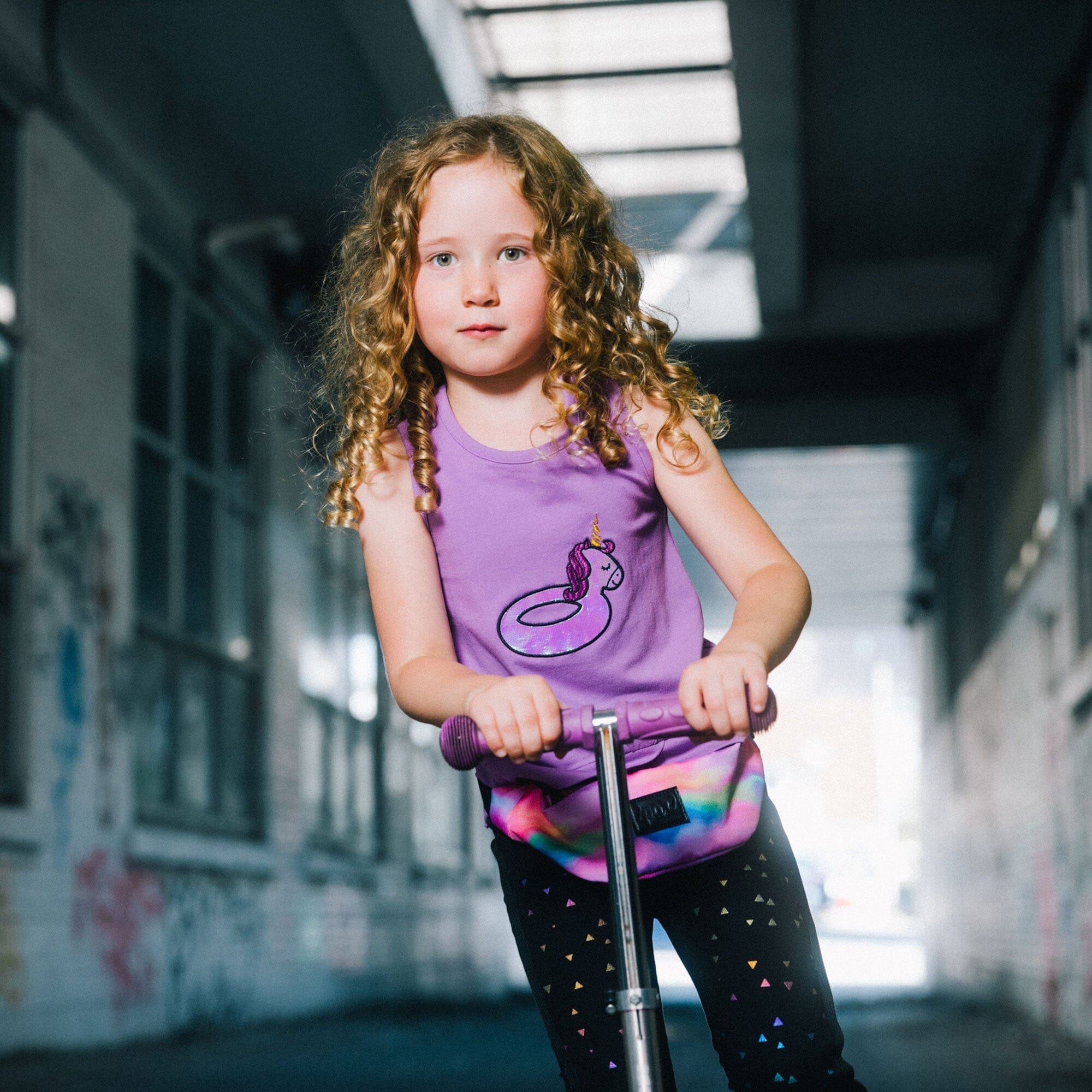 Long Tank Top With Iridescent Applique Purple