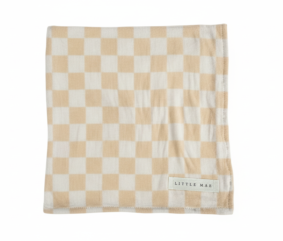 Beige & White Checkered Stretch Swaddle
