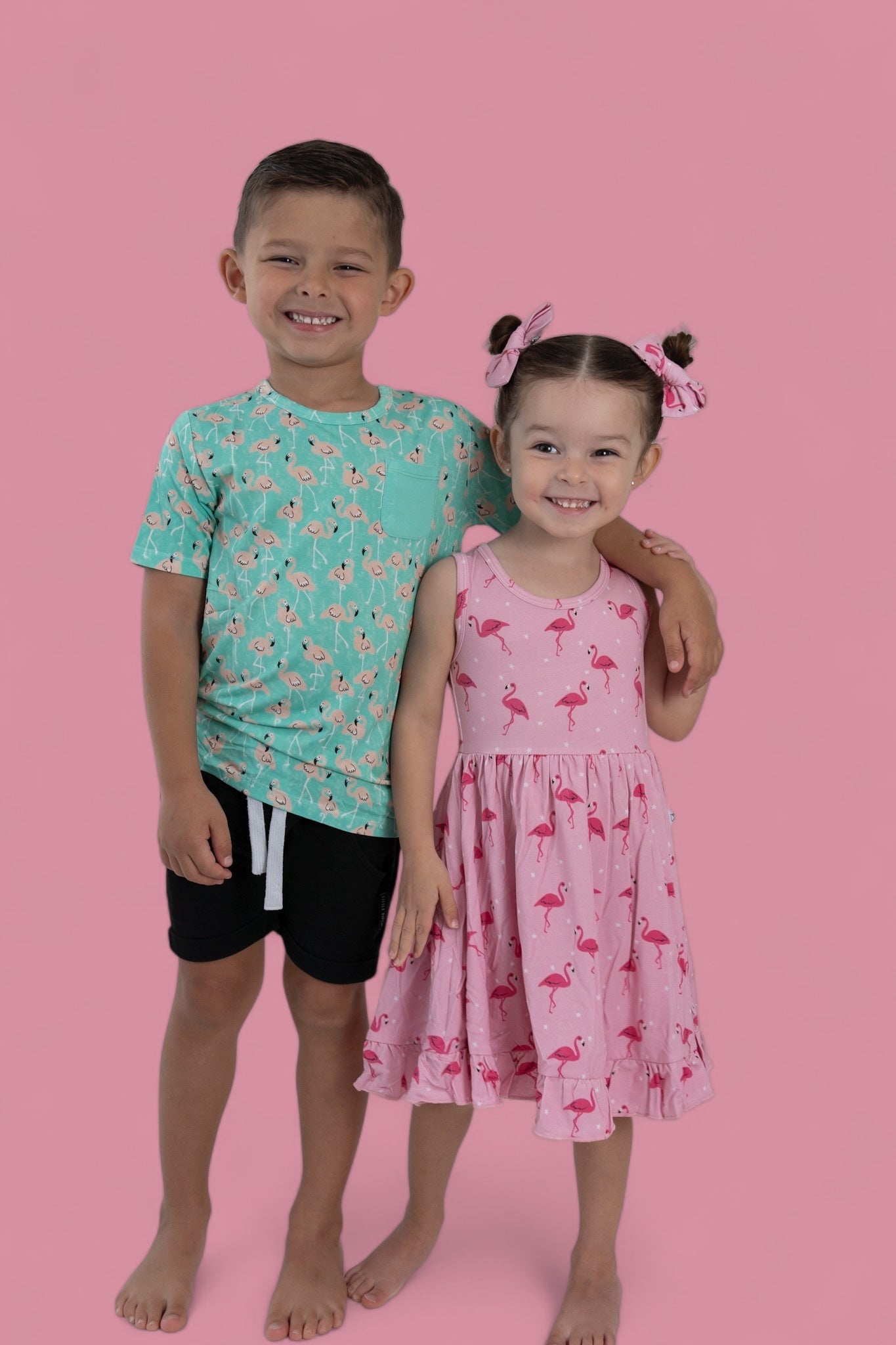 Flocking Flamingos Sleeveless Dream Ruffle Dress