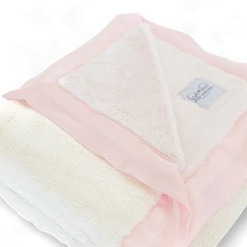 Luxury Duo Satin Border Blanket - Pink/ivory