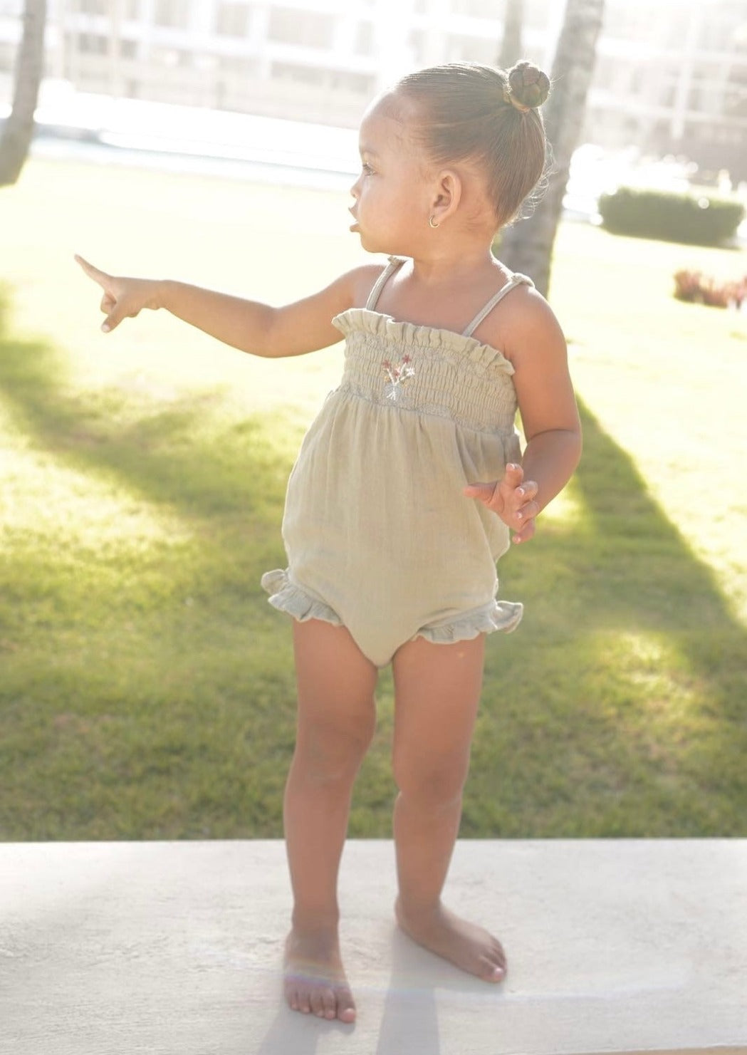 Gabrielle | Organic Muslin Cotton Bouquet Onesie | Sage