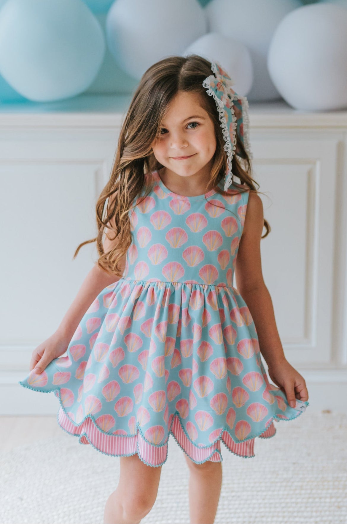 Serene Seashell Scallop Tunic Set