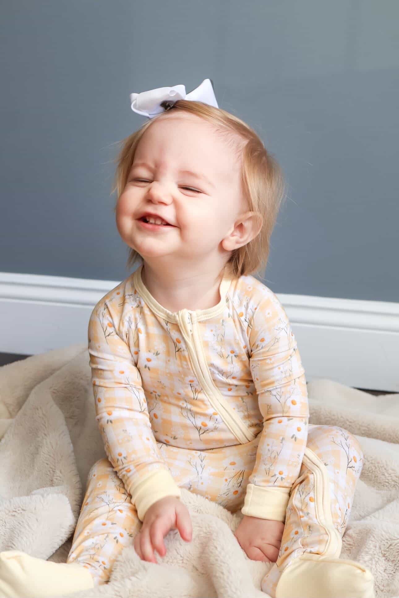 Yellow Daisy Bamboo Zipper Romper