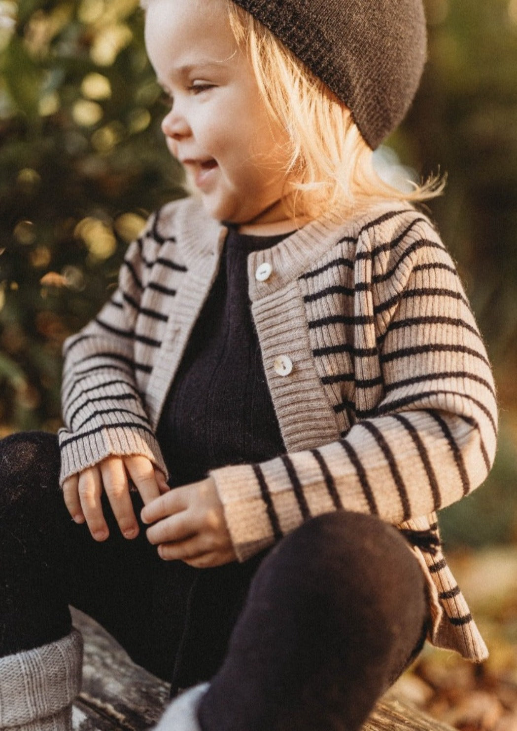 Cashmere Cardigan | Black/beige