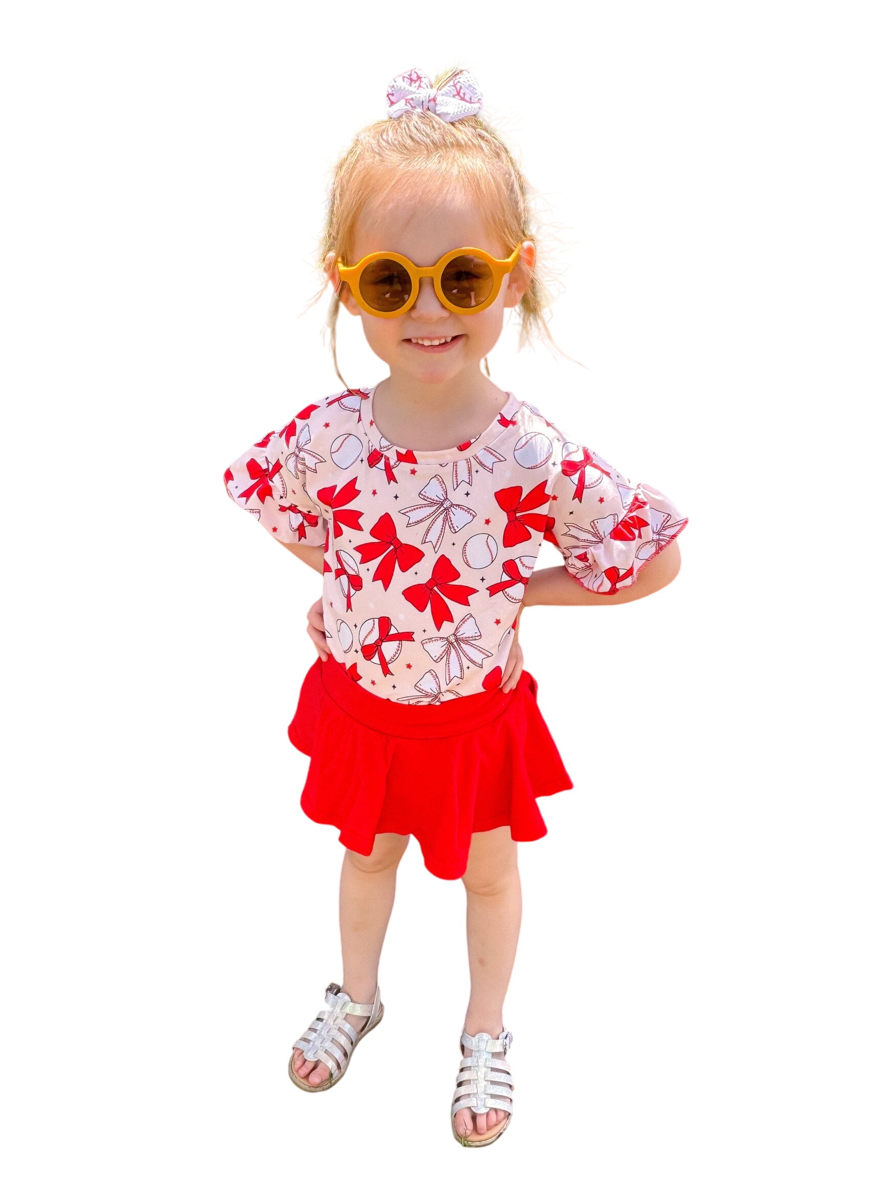 Baseball Bows Ruffle Top