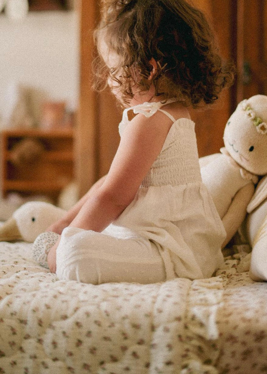 Lily | Swiss Dot Cotton Playsuit | Antique Ivory