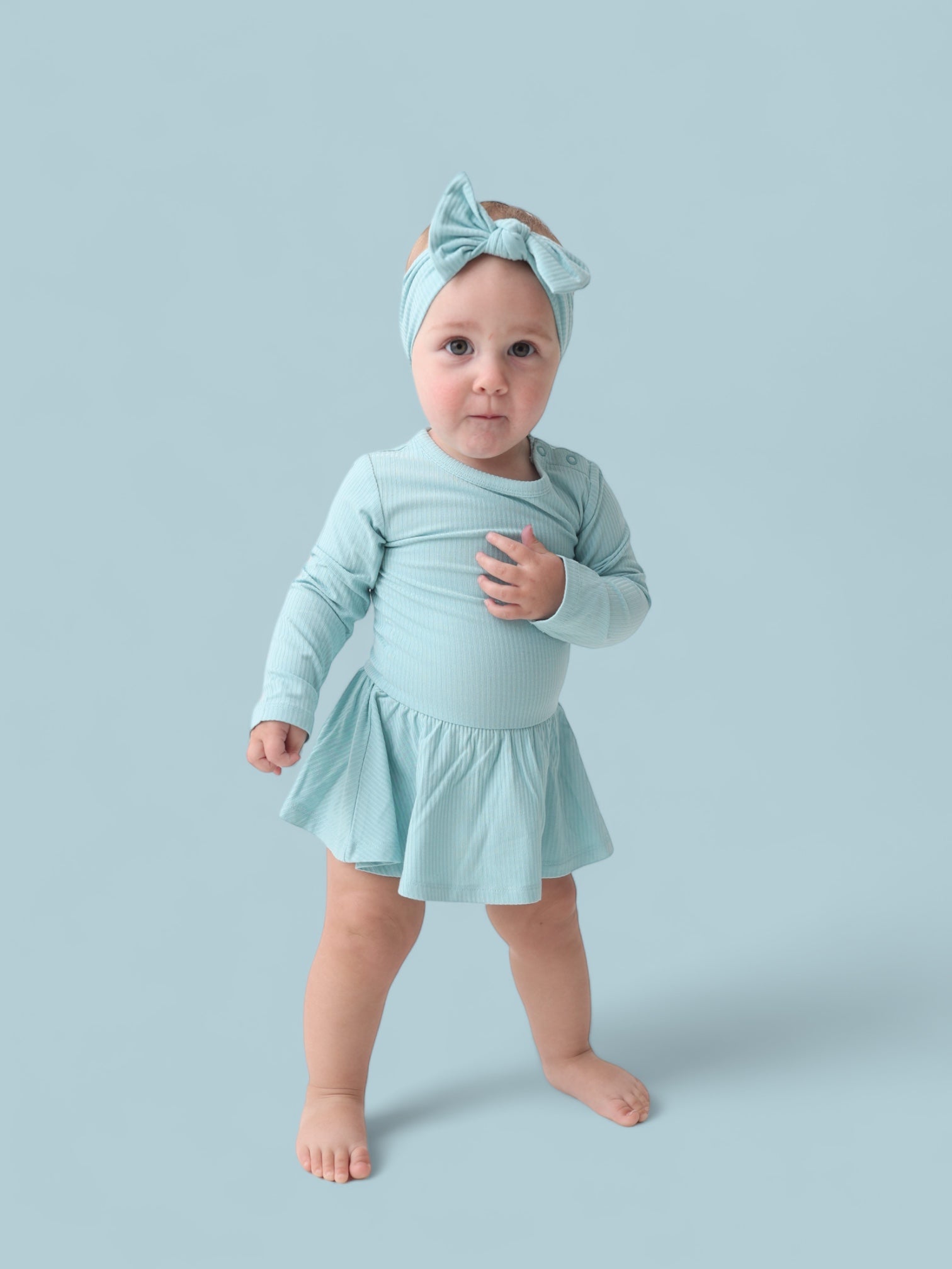 Hazy Blue Rib Dream Bodysuit Dress