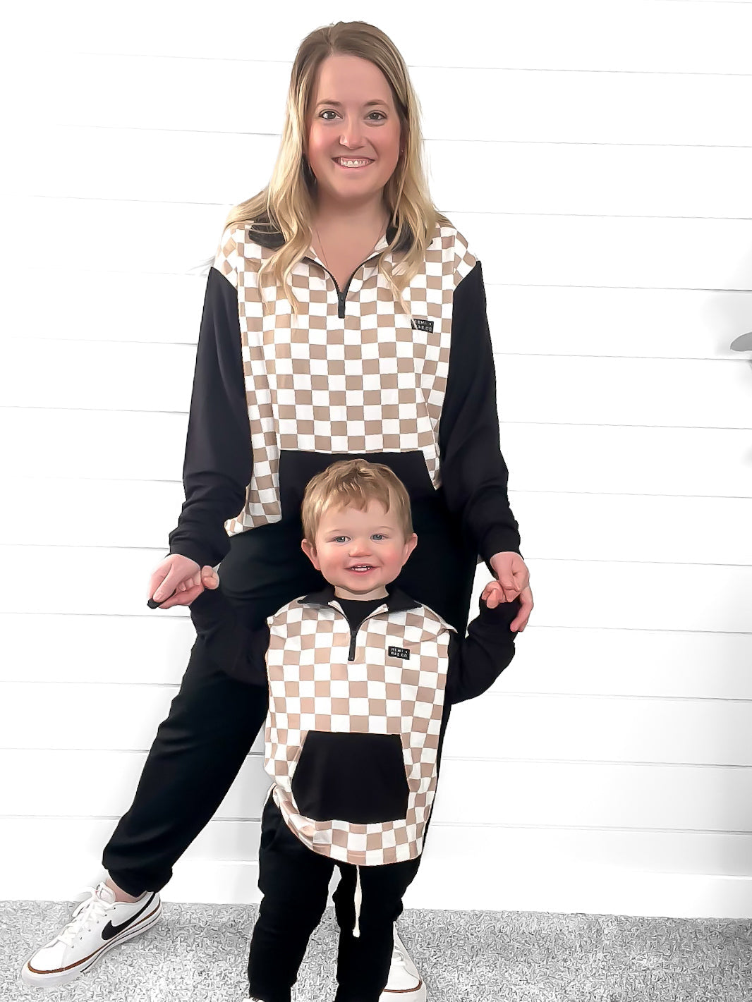 Adult - Bamboo Checkered Color Block Pullover