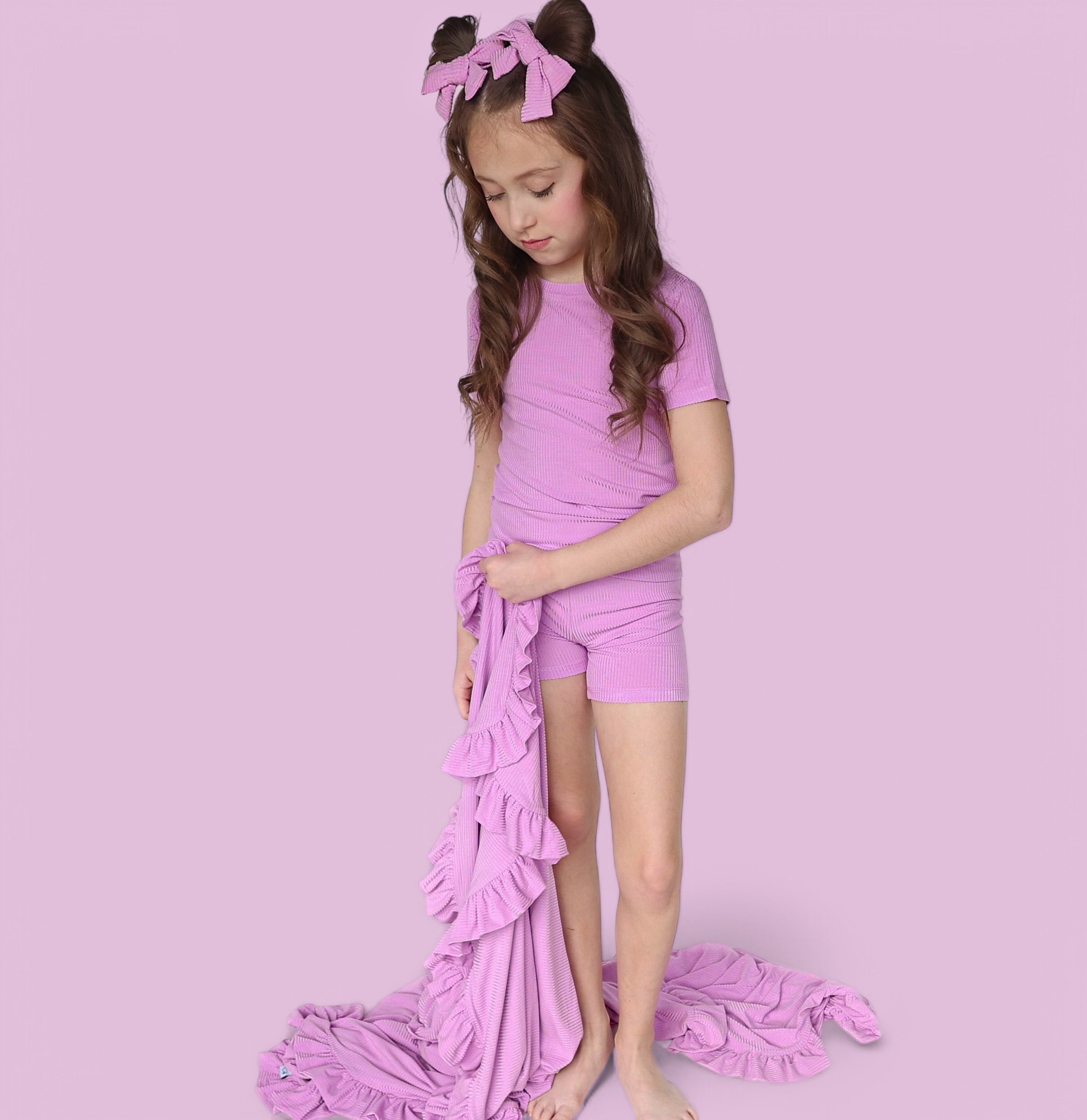 Forever Lilac Rib Dream Bow Hair Clips