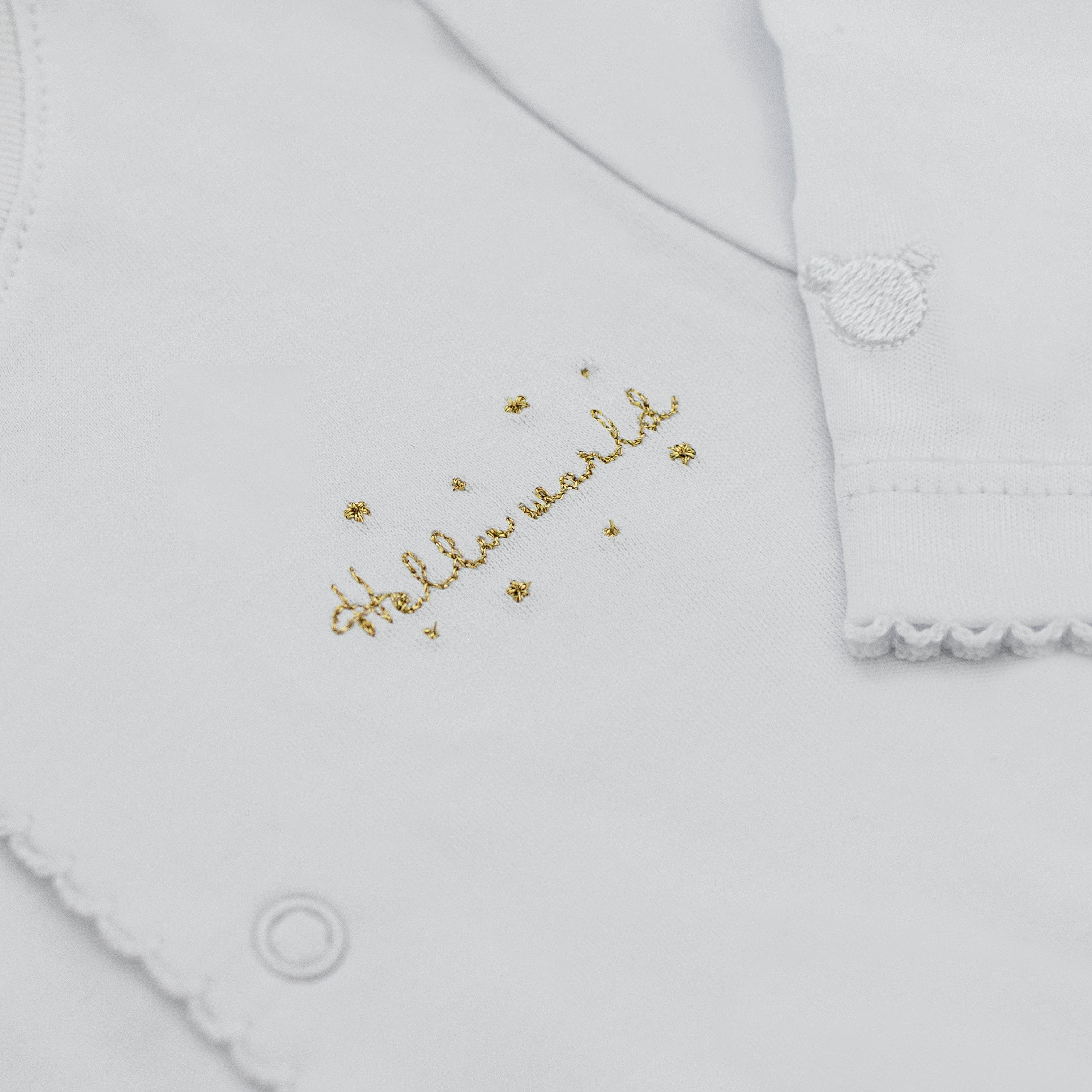 Hello World Hunny Pima Footie, White