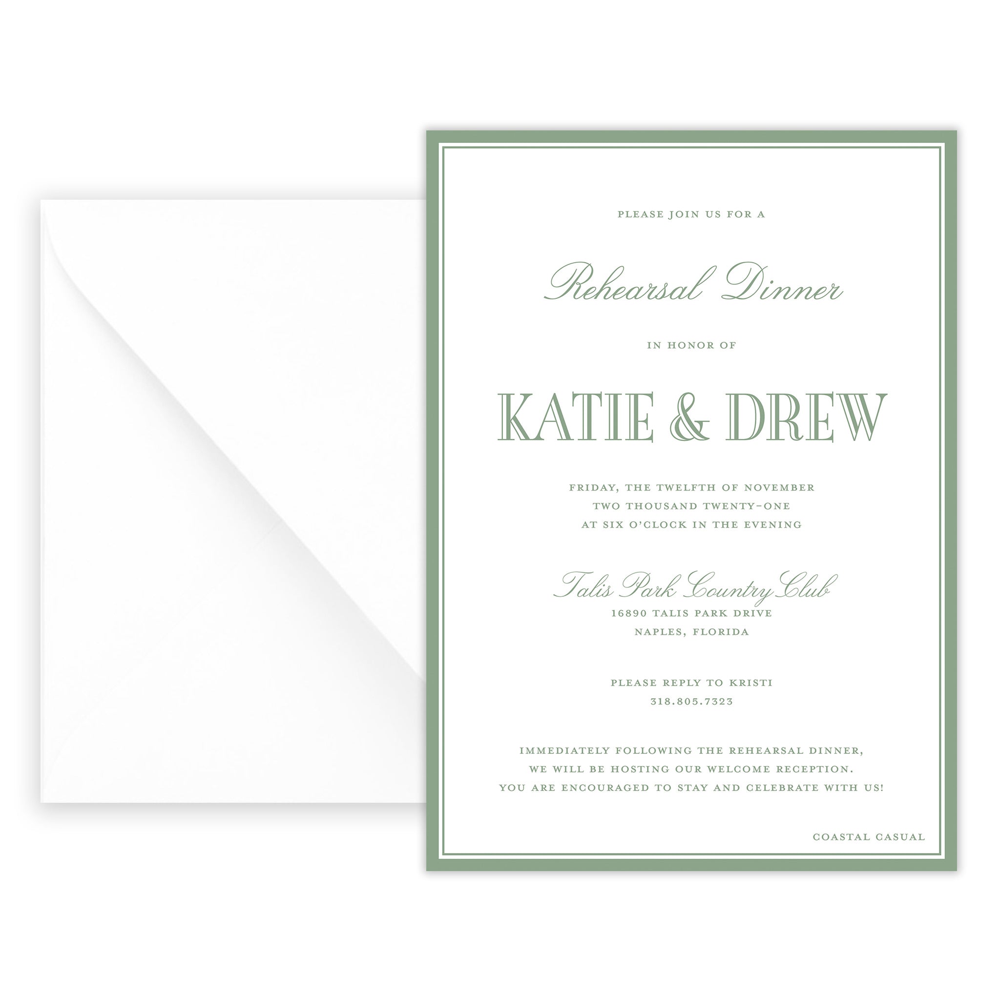 Sage Rehearsal Dinner Invitation