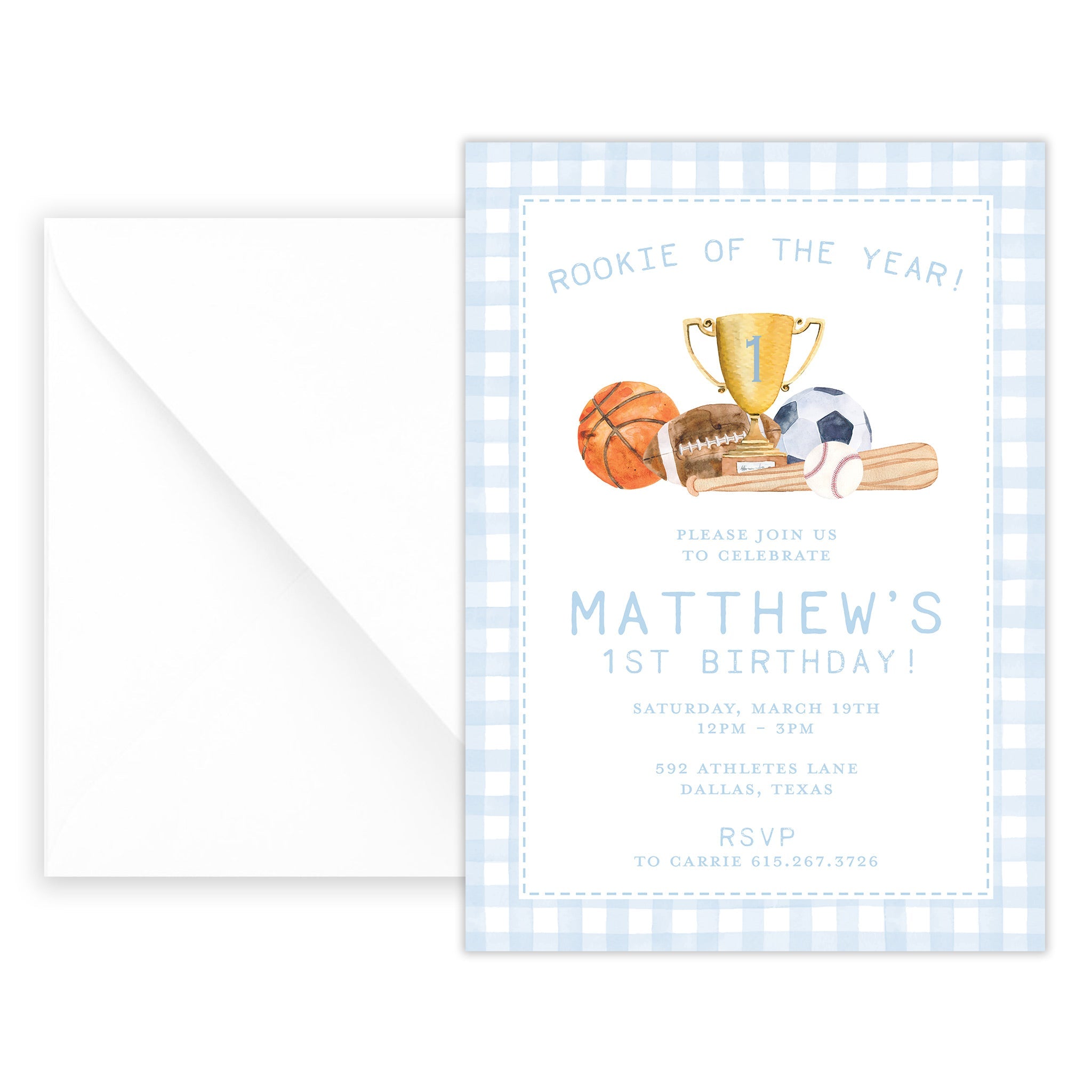 Rookie Of The Year Sports Birthday Invitation