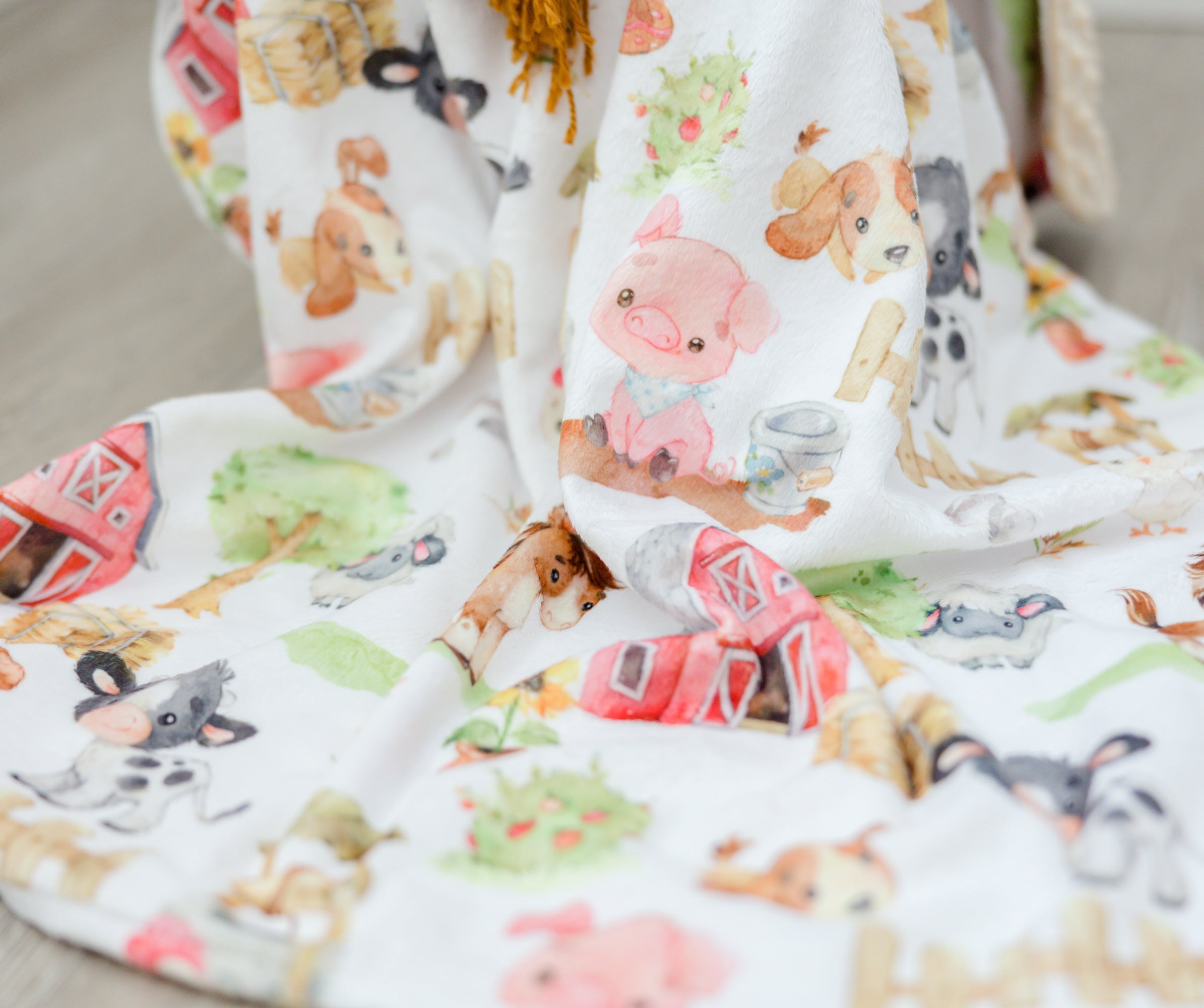 Farm Animals Minky Baby Blanket
