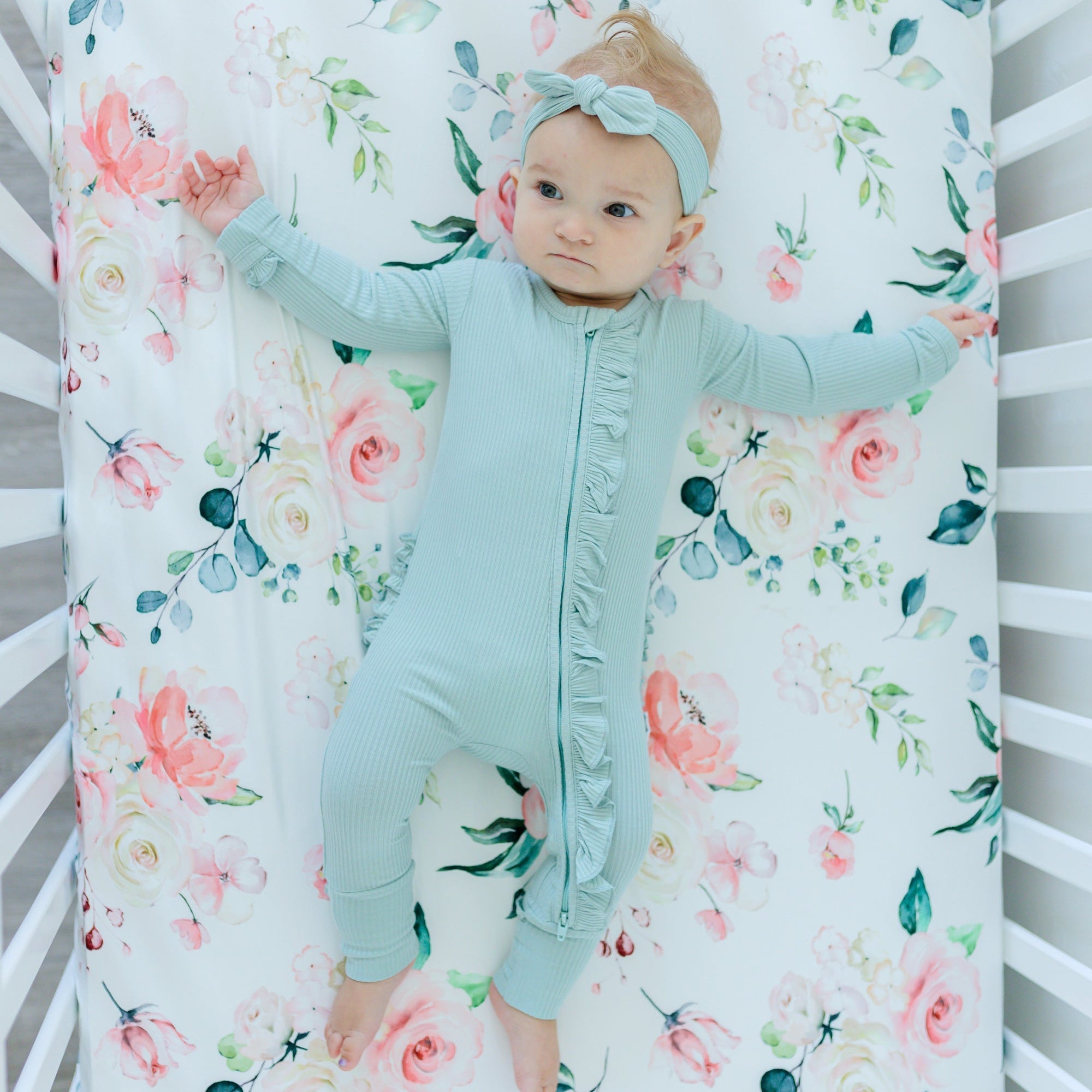 Fitted Crib Sheet - Peach Floral
