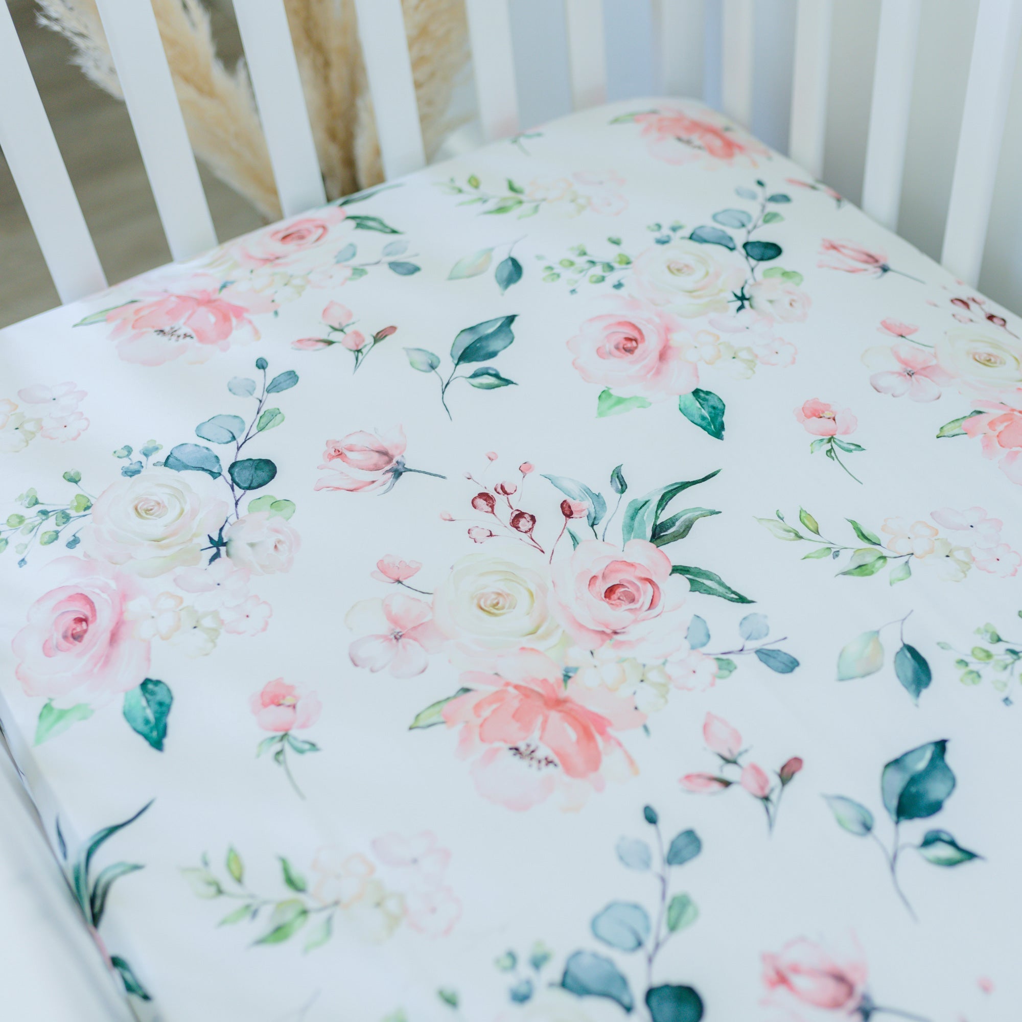 Fitted Crib Sheet - Peach Floral