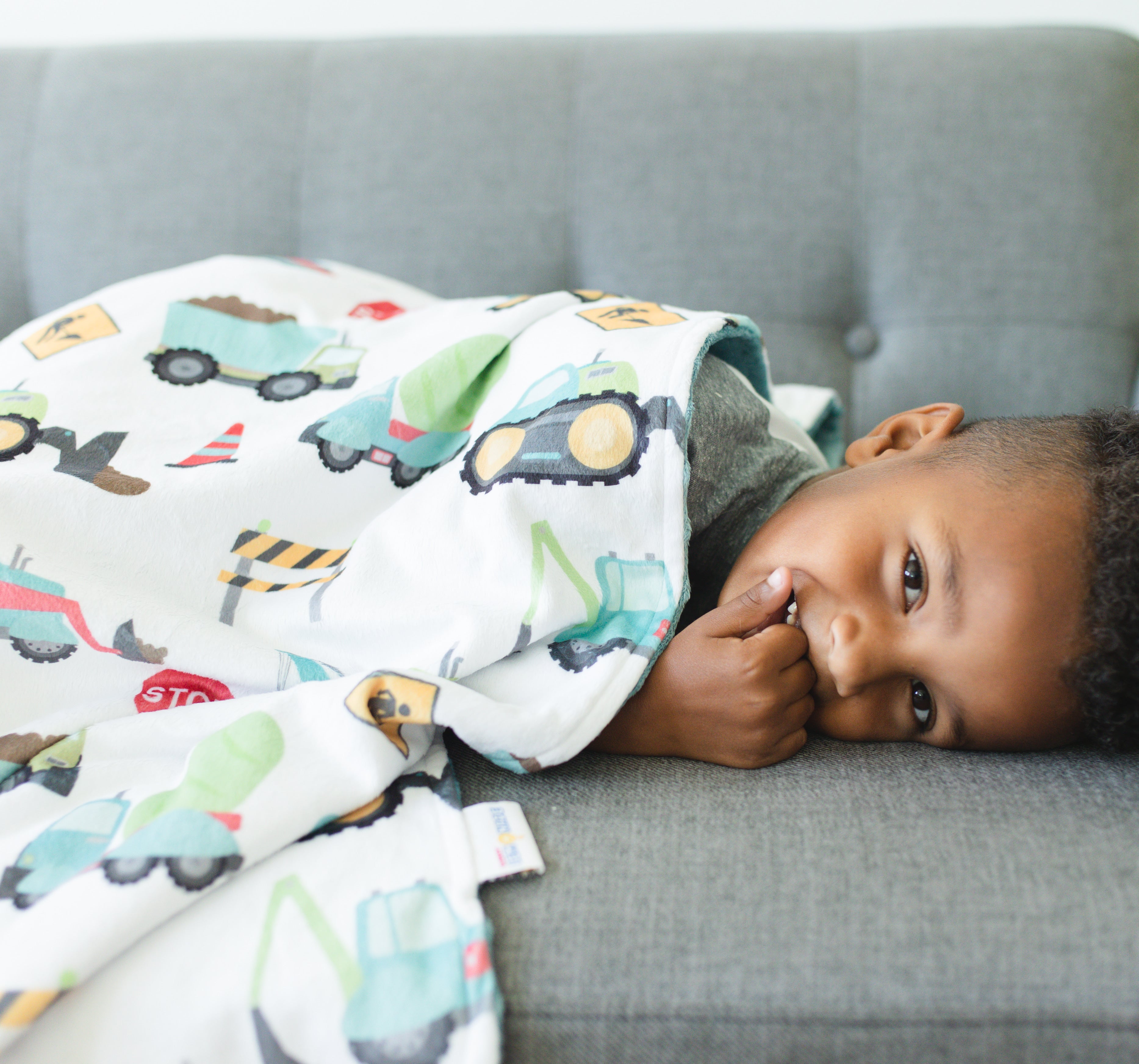 Construction Trucks Minky Baby Blanket