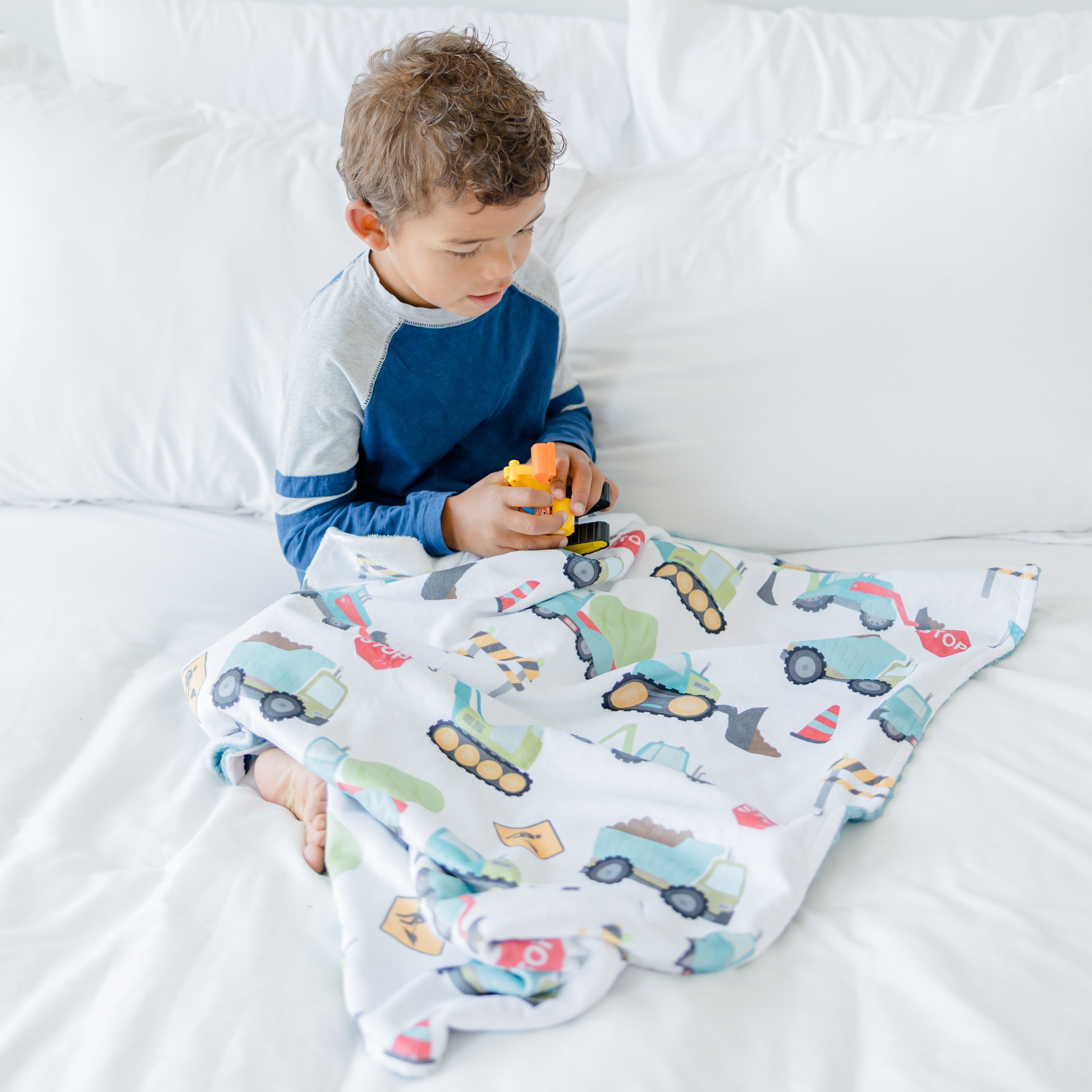Construction Trucks Minky Baby Blanket
