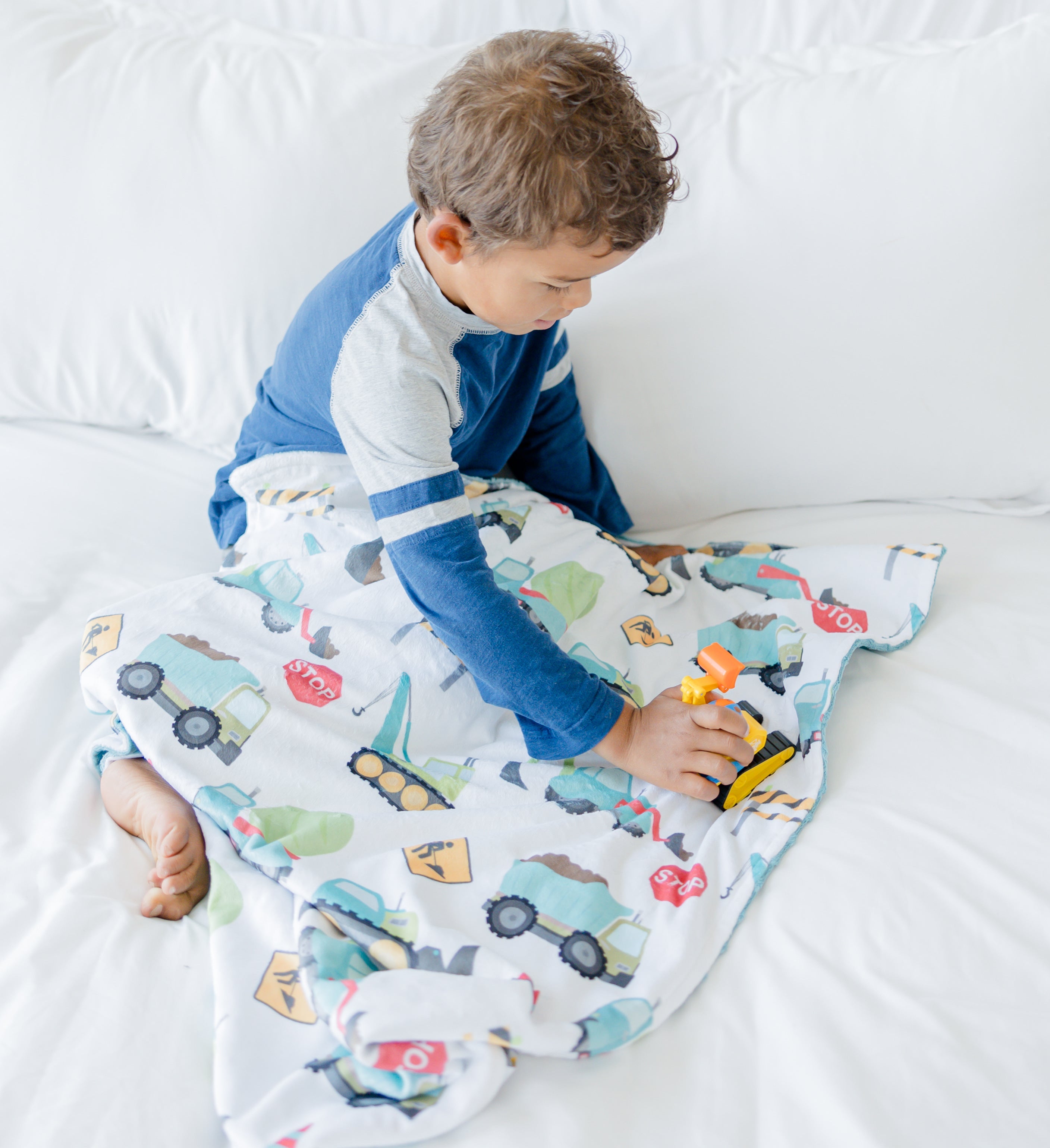 Construction Trucks Minky Baby Blanket