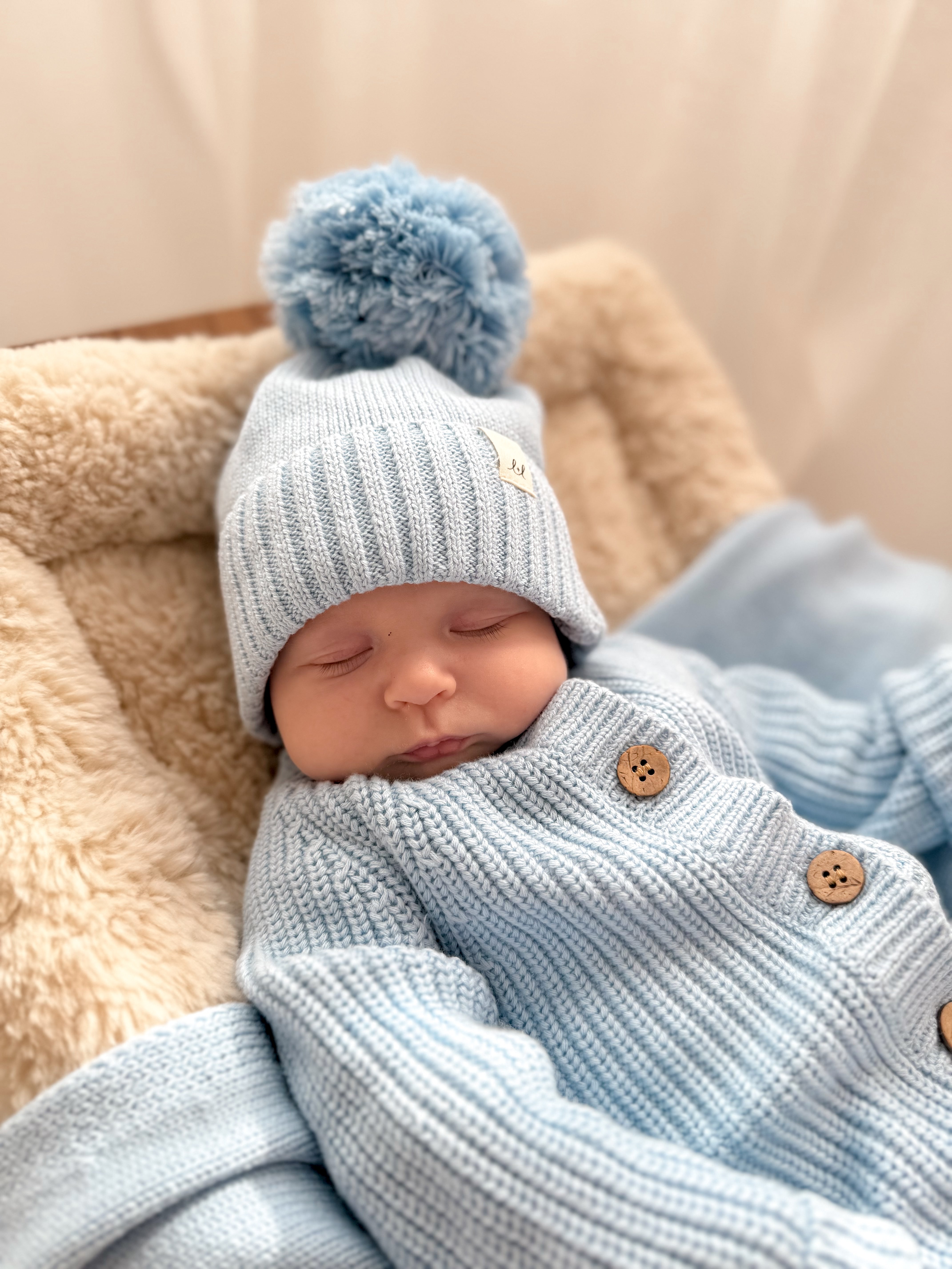 Luna + Luca Pom Beanie - Powder Blue