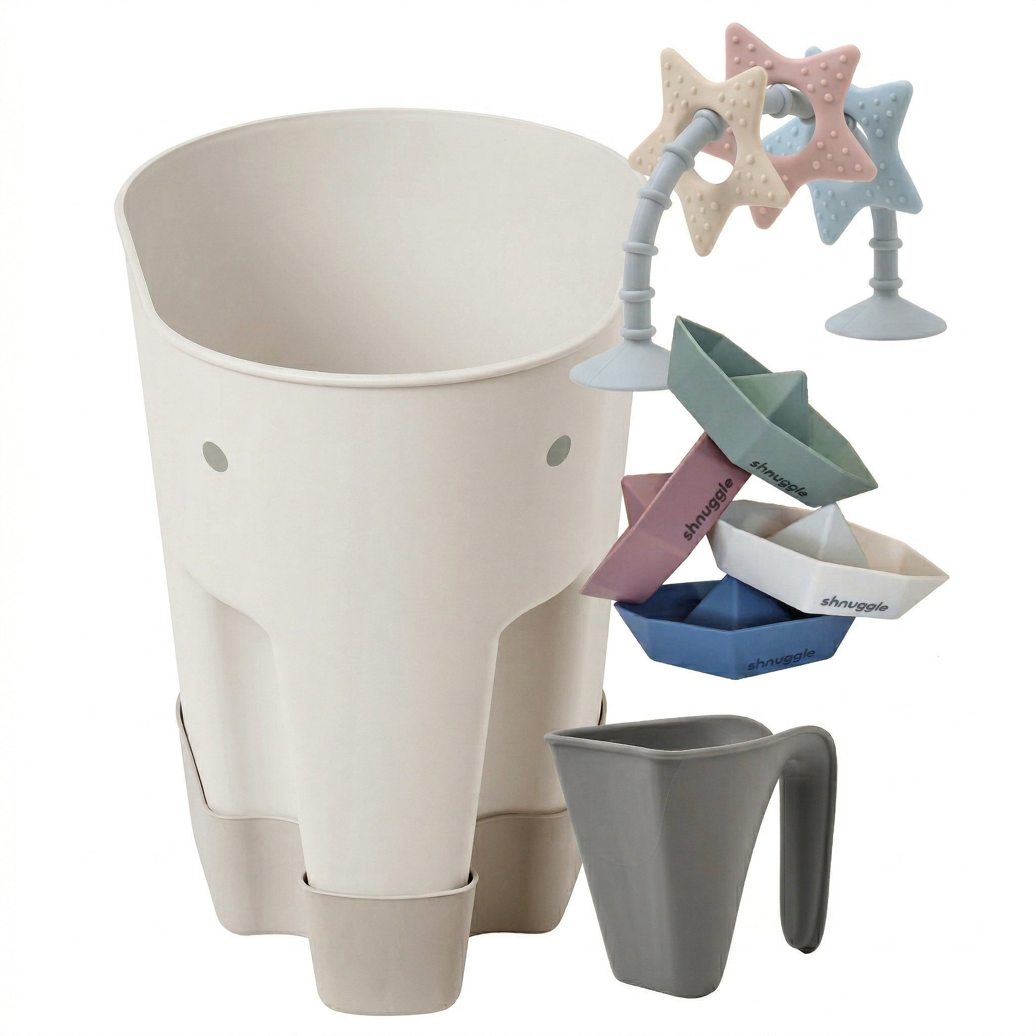 Shnuggle Bath Accessories Bundle - Ellie Scoop, Washy Jug, Boats & Wishy Toy - 4-piece Set