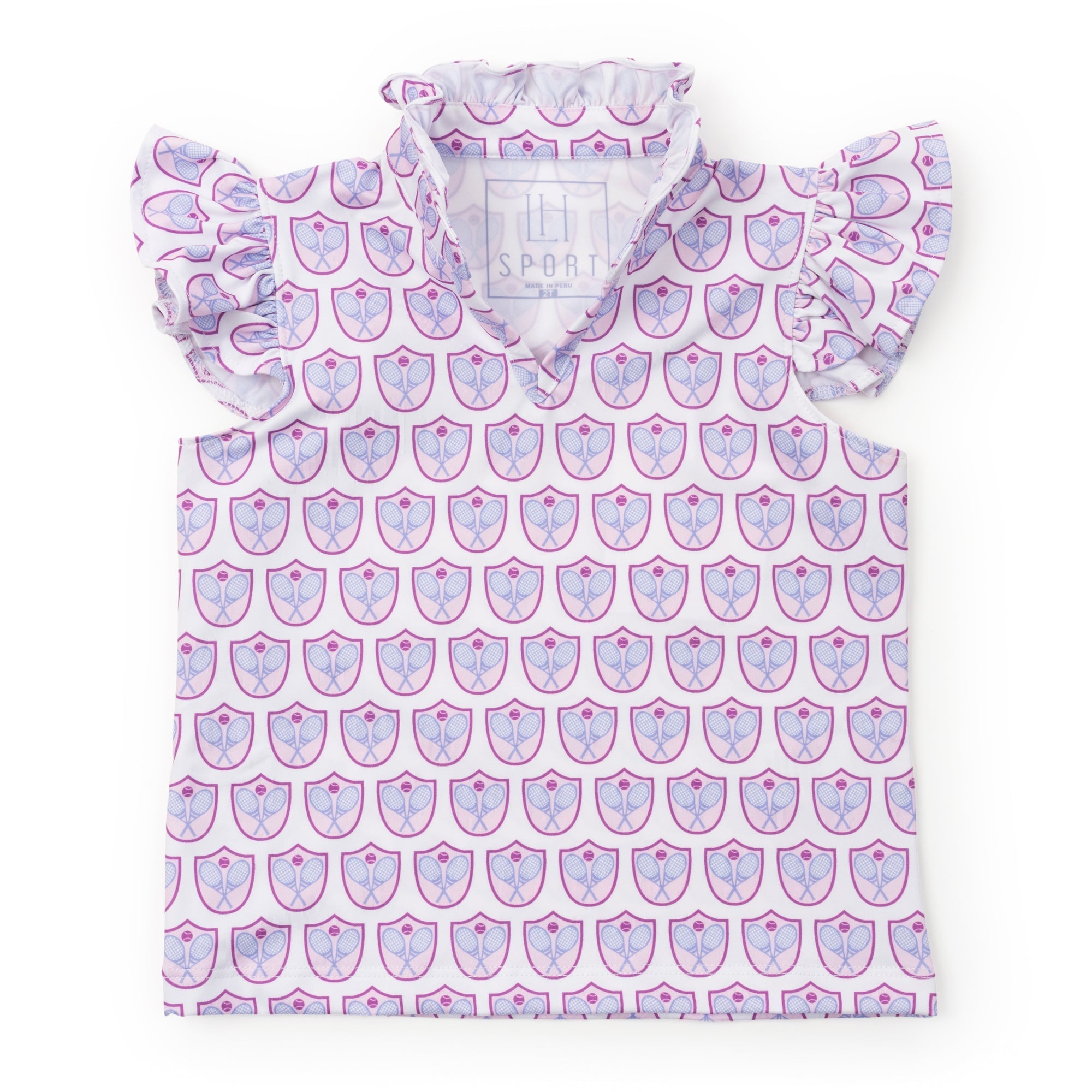 Ellie Girls' Sleeveless Performance Top By Lh Sport Tennis Crest Pink