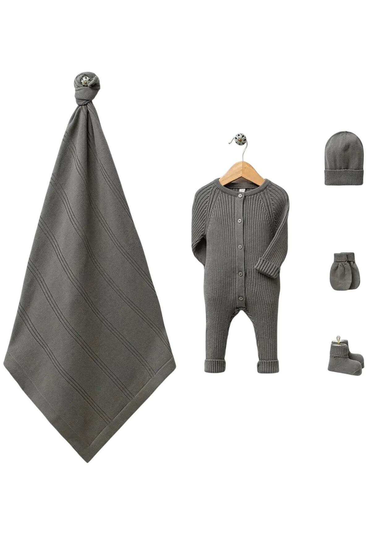 Elliot Khaki Newborn Knitwear Coming Home Set (5 Pcs)