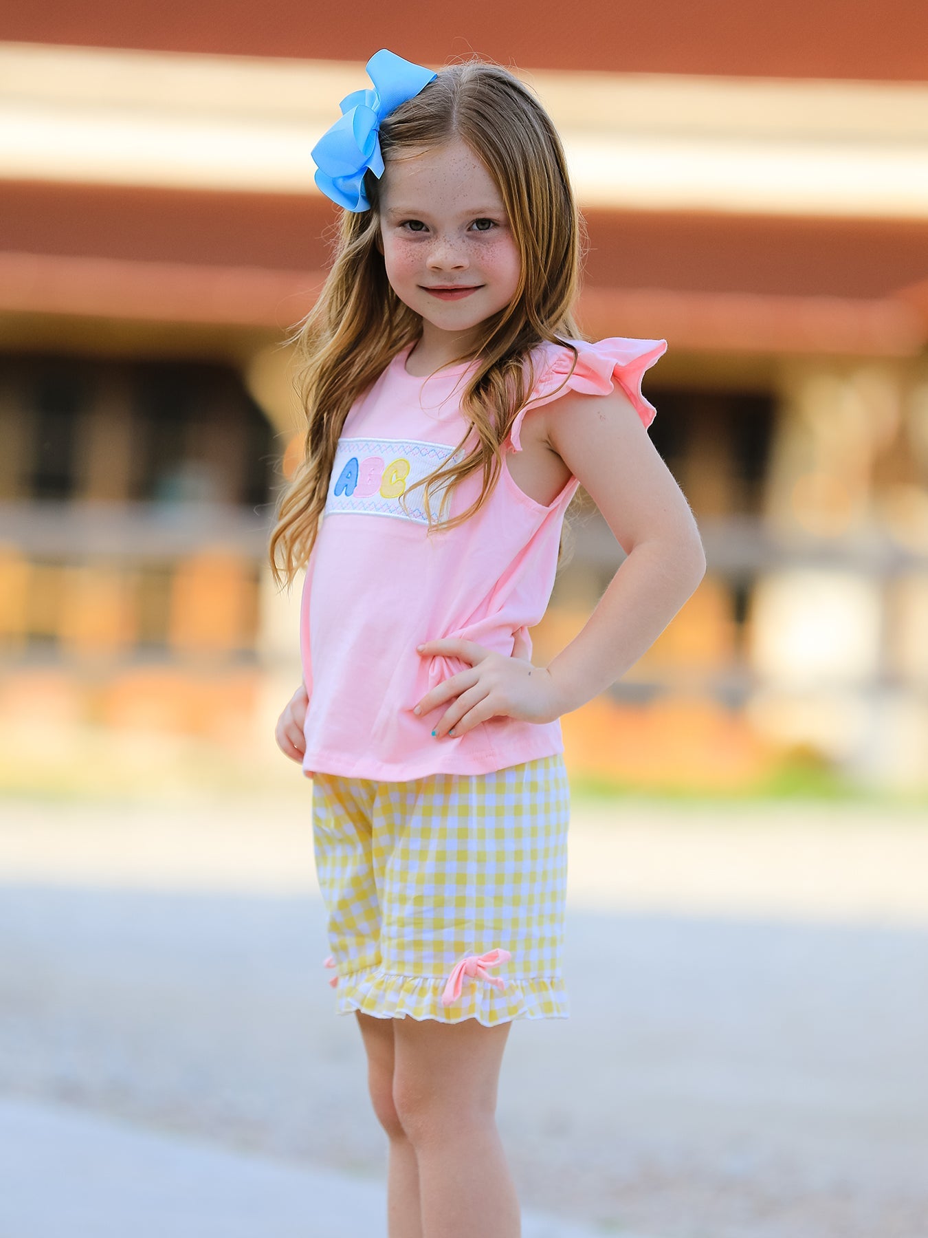 Back To School Girls "abc" Embroidered Ruffle Set