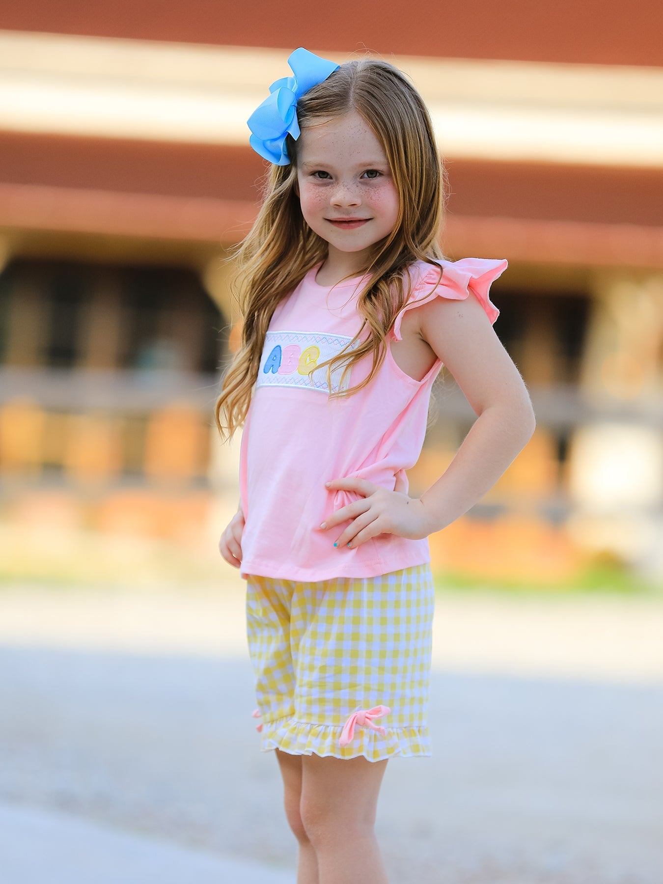 Back To School Girls "abc" Embroidered Ruffle Set