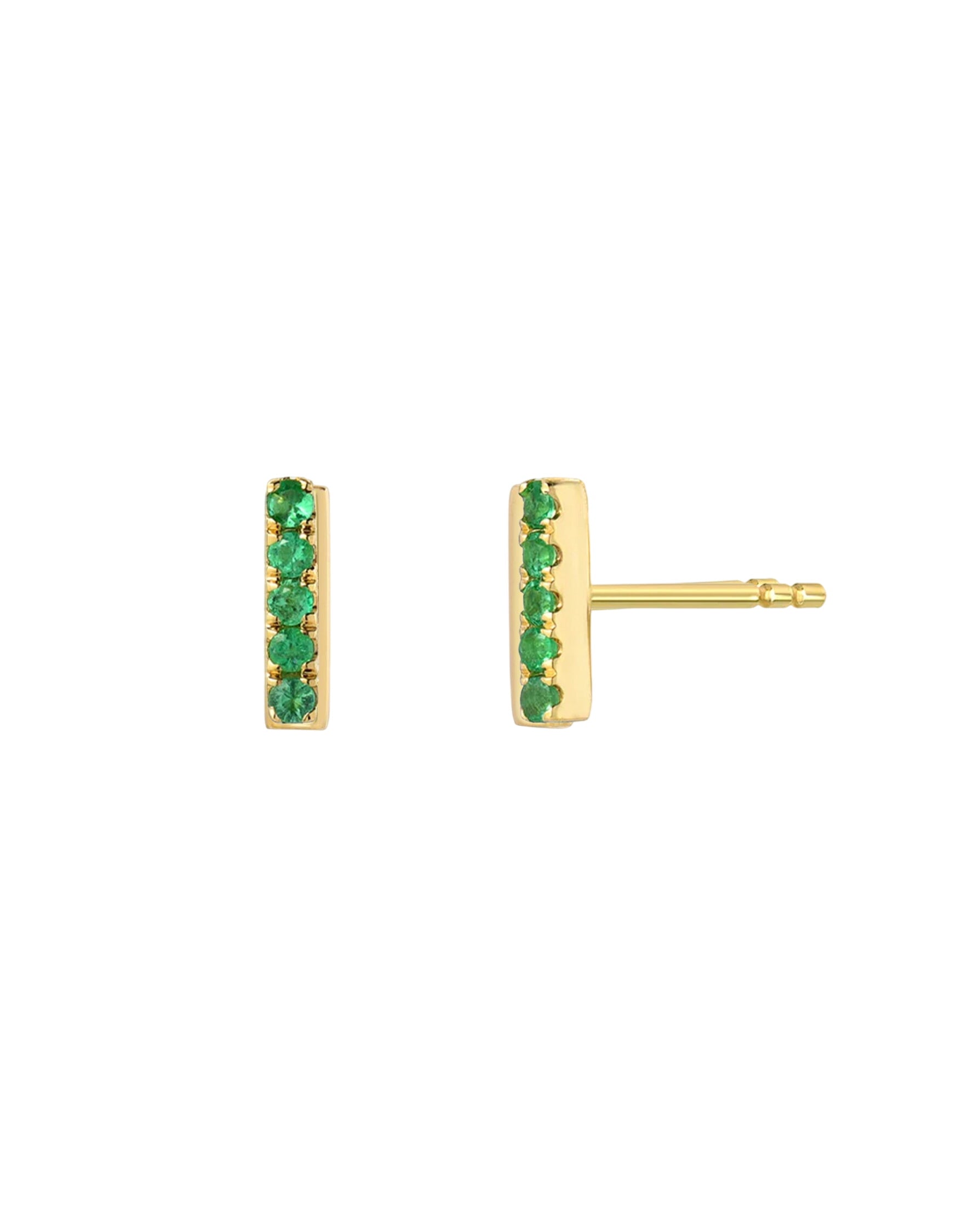 Emerald Bar Stud Earrings